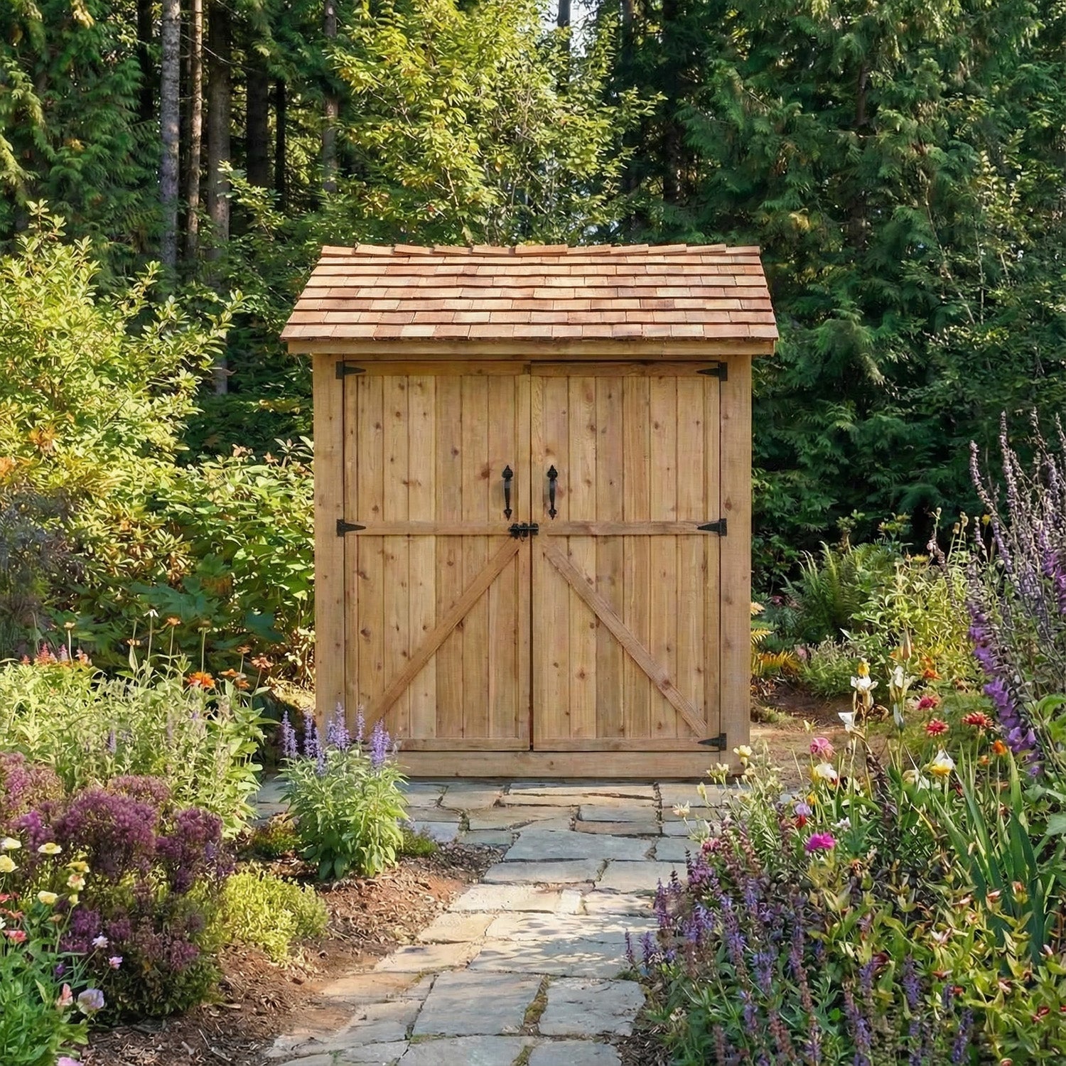 6' x 6' Maximizer Cedar Storage Shed Cedar Shingle Roof