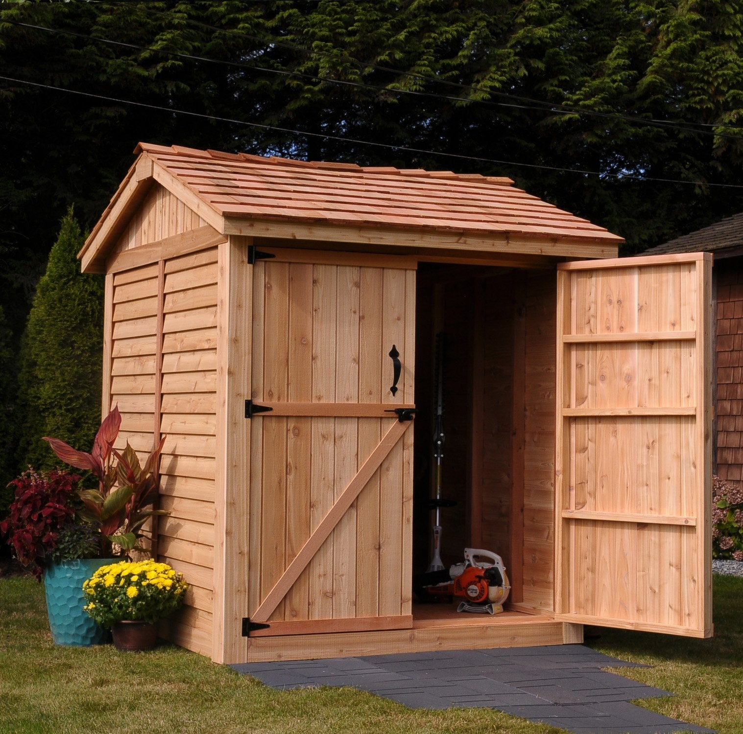 6' x 6' Maximizer Cedar Storage Shed Cedar Shingle Roof