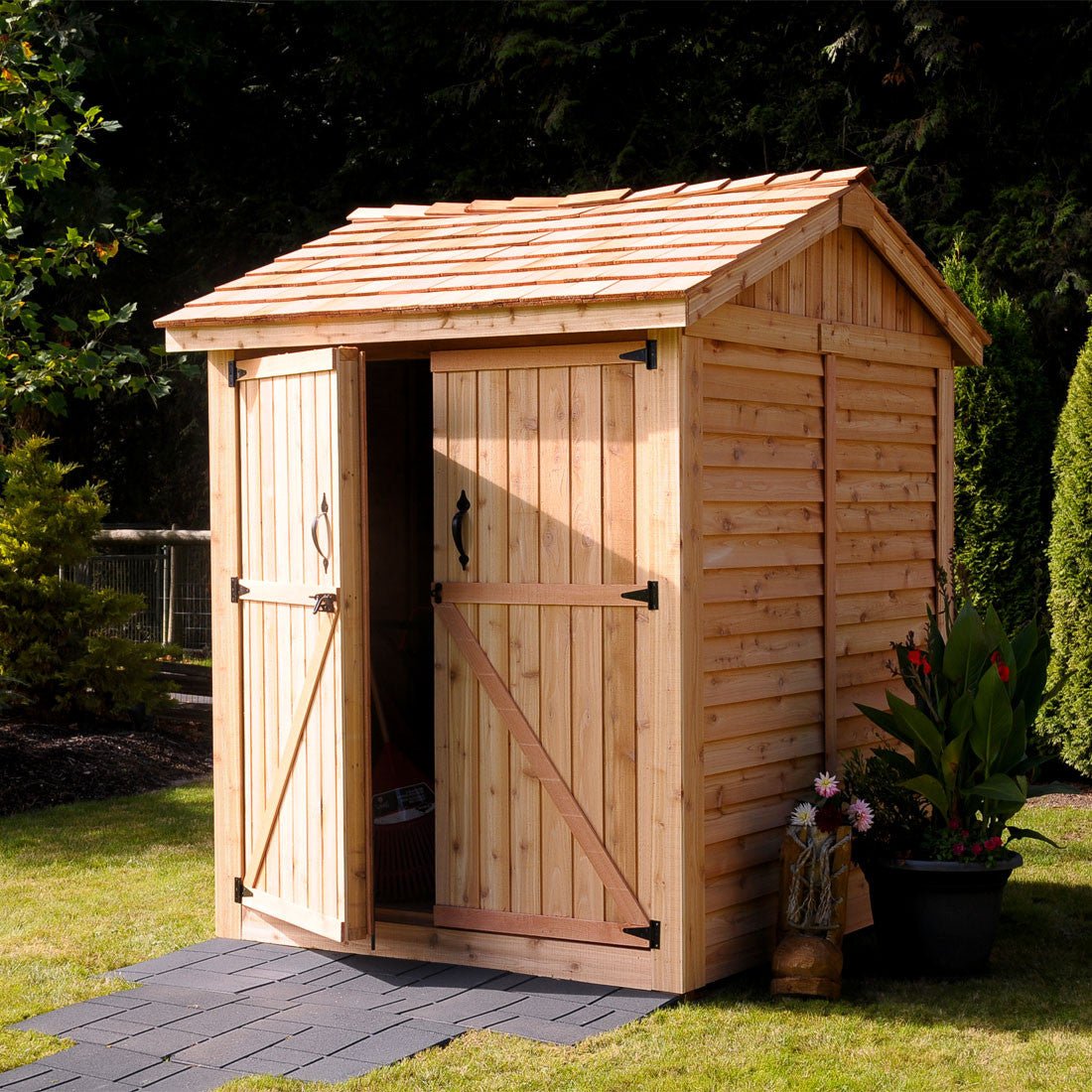 6' x 6' Maximizer Cedar Storage Shed Cedar Shingle Roof