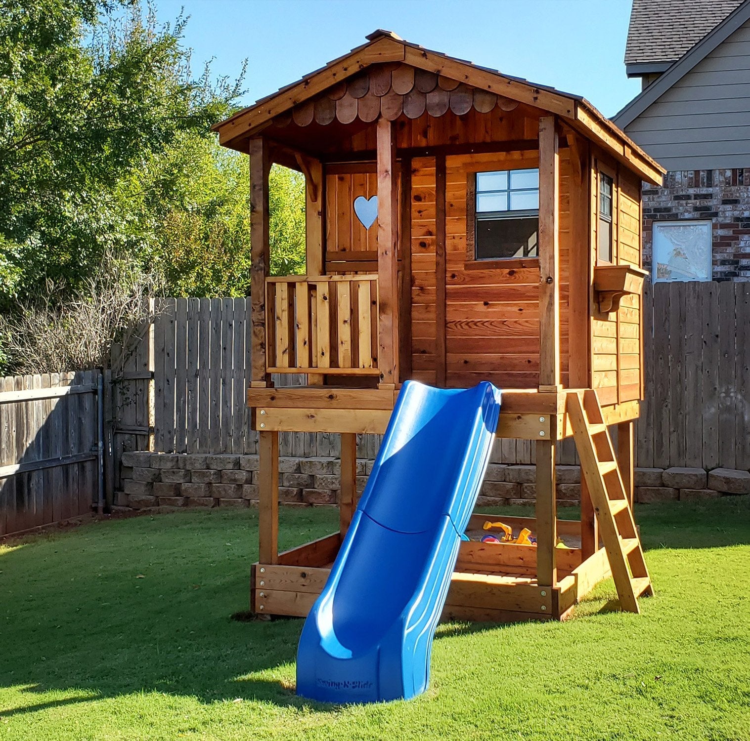 6' x 9' Cedar Playhouse & Sandbox option3