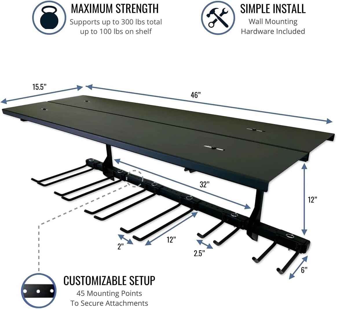Wall-Mounted G-Tool Solid Shelf & Storage System  – 4' Tool Organizer