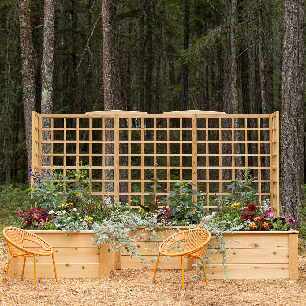 garden trellis wooden Natural Cedar 9' U-Shaped Raised Bed with Trellis