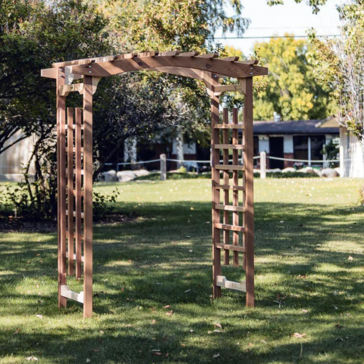 wood trellis arch All Things Cedar Pagoda Arbor