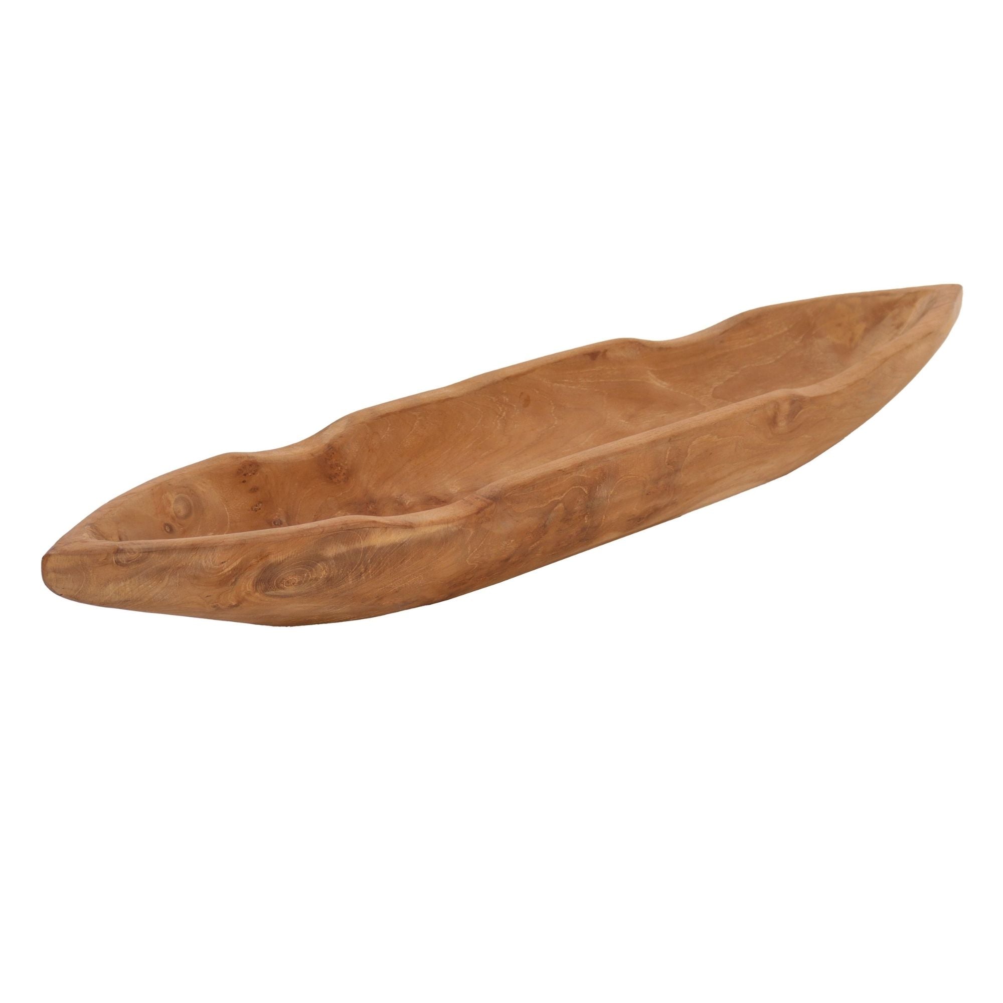Natural Teak Viking Boat Table Centerpiece - 30" Long