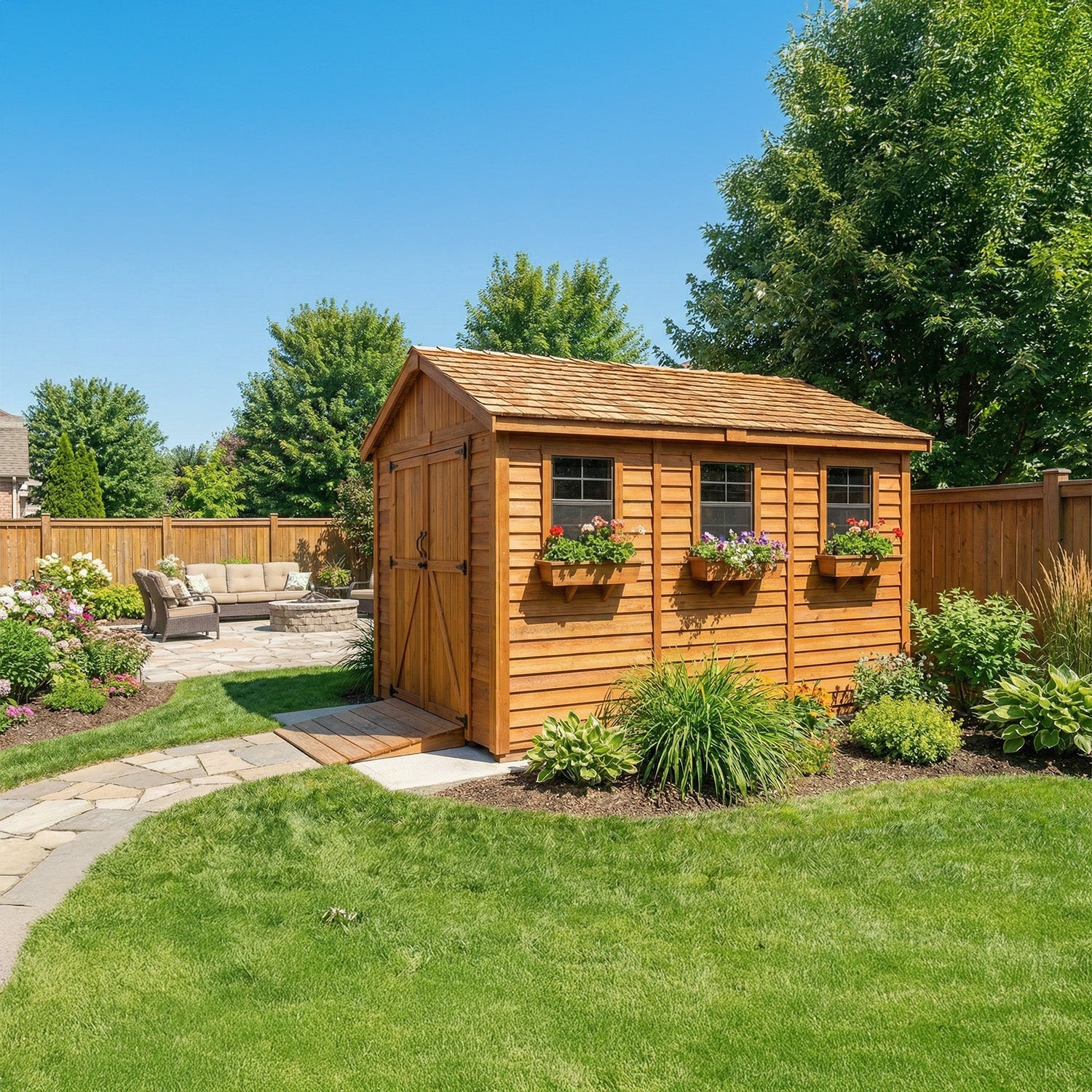 8' x 12' Space Master Cedar Storage Shed Metal Roof