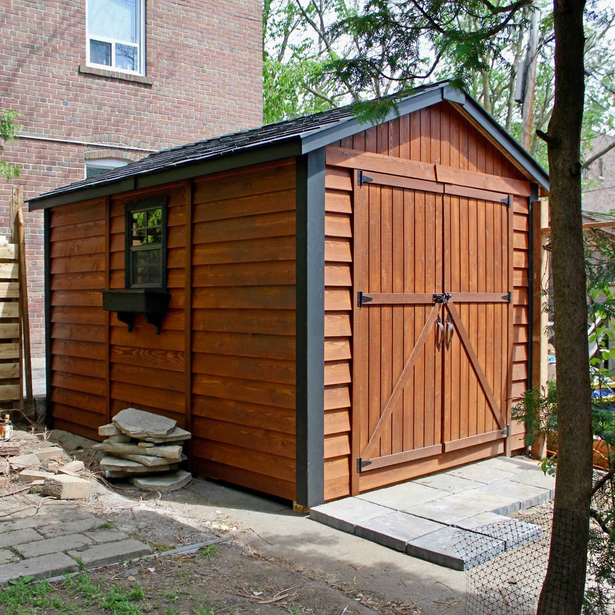 8' x 12' Space Master Cedar Storage Shed Metal Roof