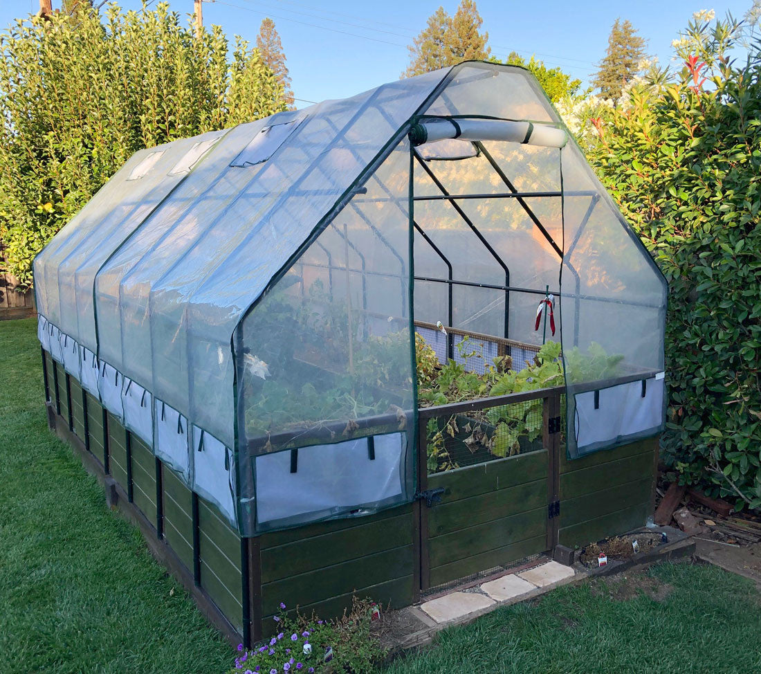 Cedar Complete Raised Garden Bed Kit with Greenhouse Cover 8' x 16'