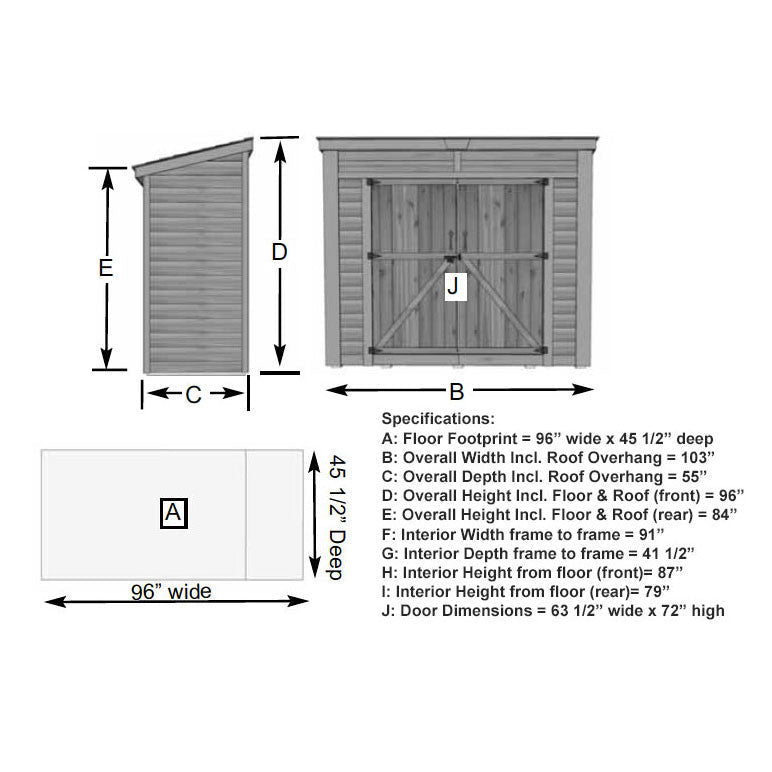 8' x 4' GardenSaver Storage Shed - Double Doors Metal Roof