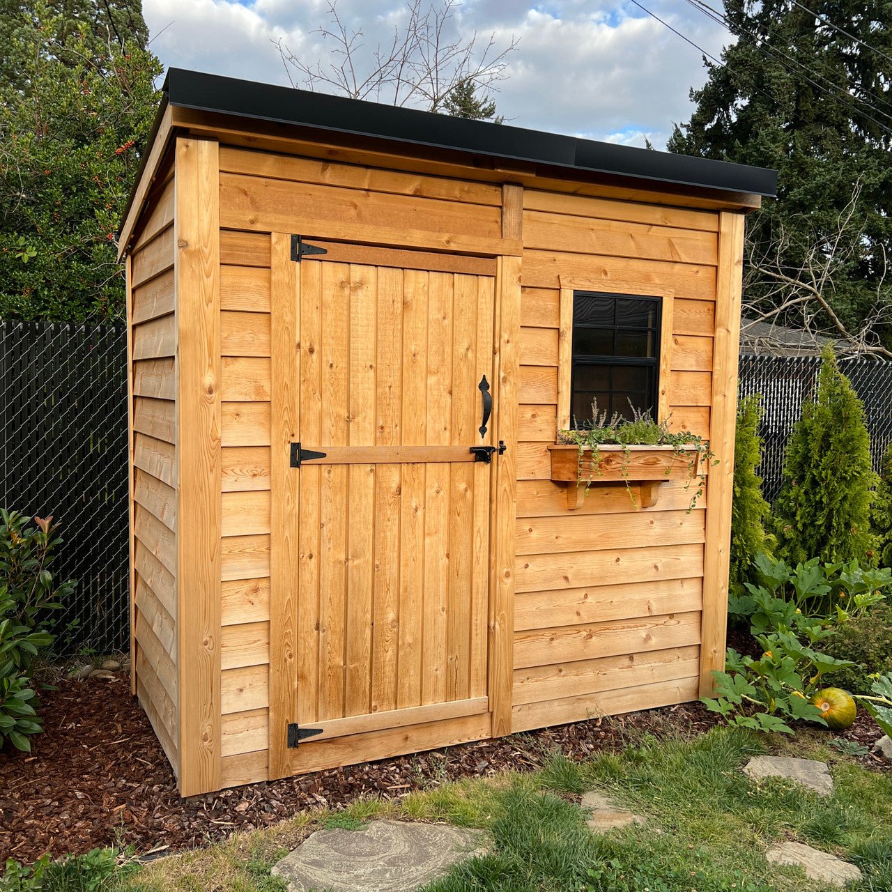 8' x 4' GardenSaver Storage Shed - Single Door Cedar Shingle Roof