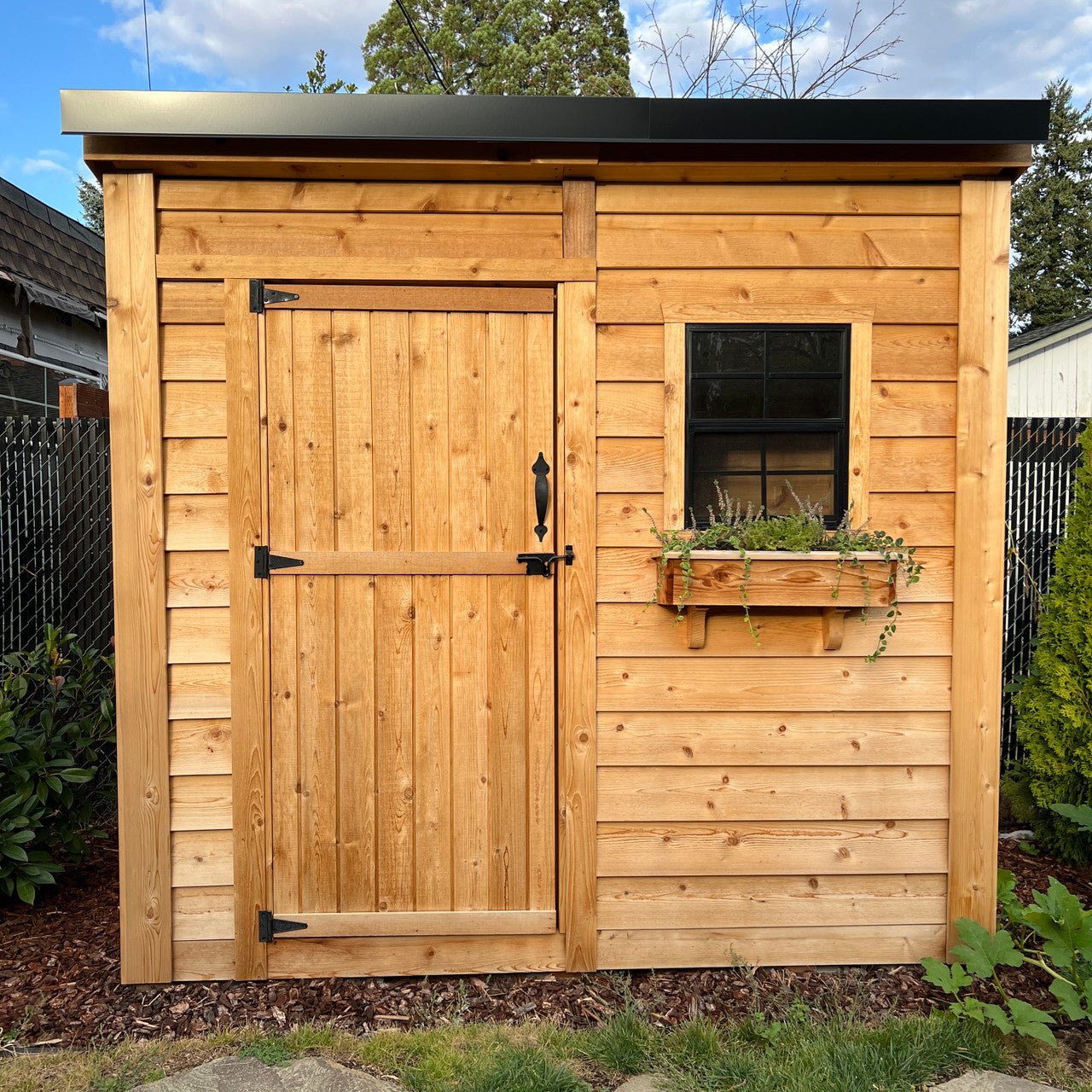 8' x 4' GardenSaver Storage Shed - Single Door Cedar Shingle Roof
