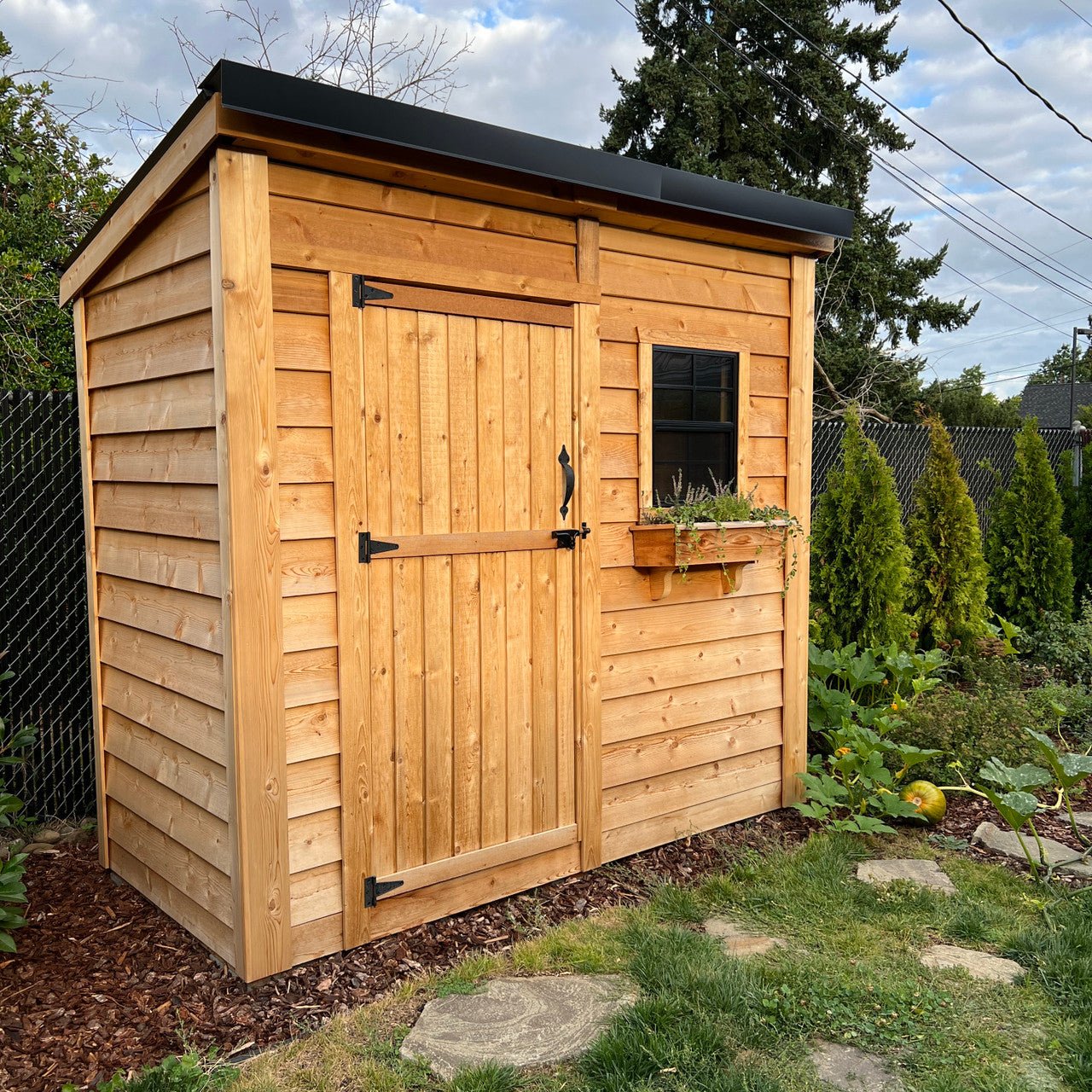 8' x 4' GardenSaver Storage Shed - Single Door Cedar Shingle Roof