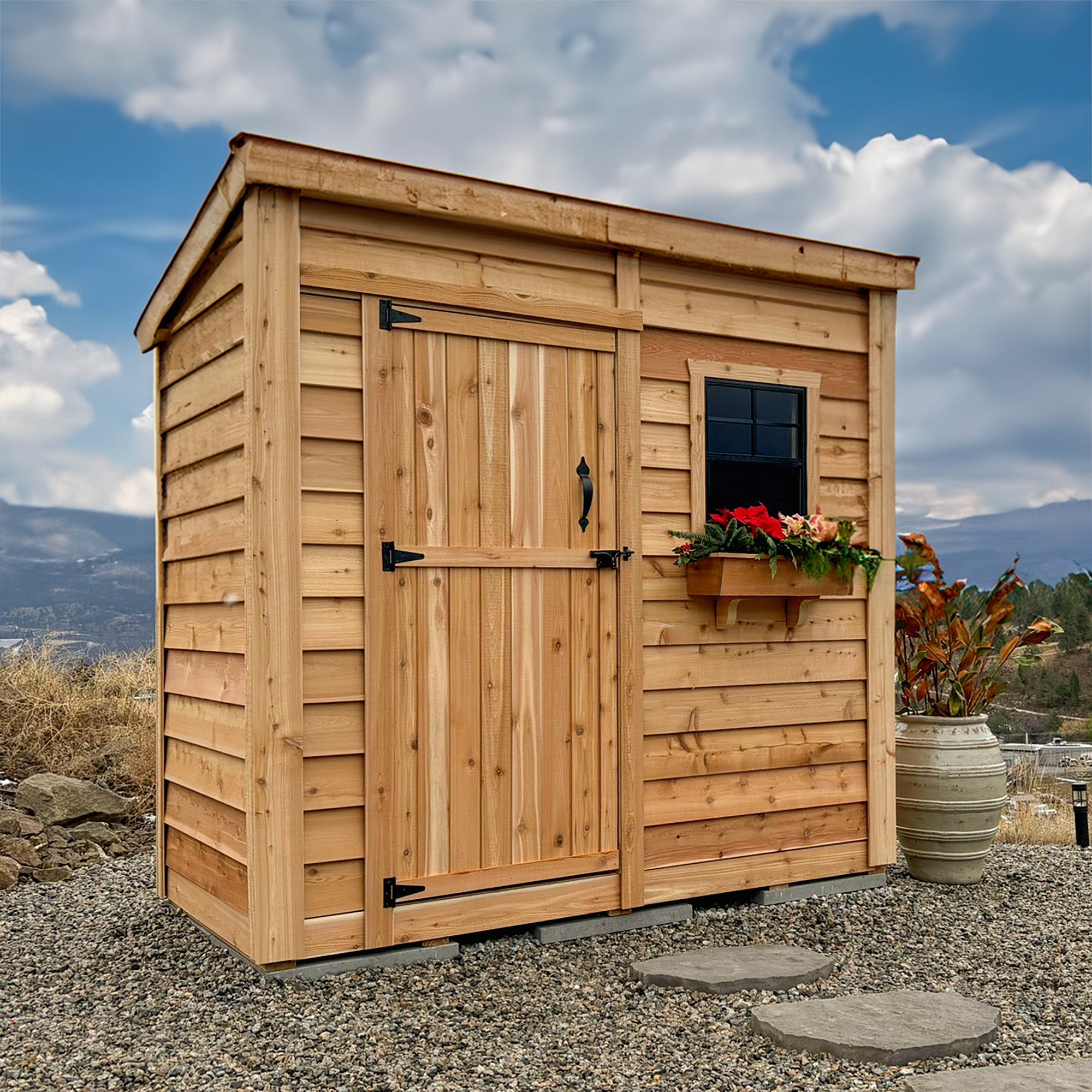 8' x 4' GardenSaver Storage Shed - Single Door Cedar Shingle Roof option3