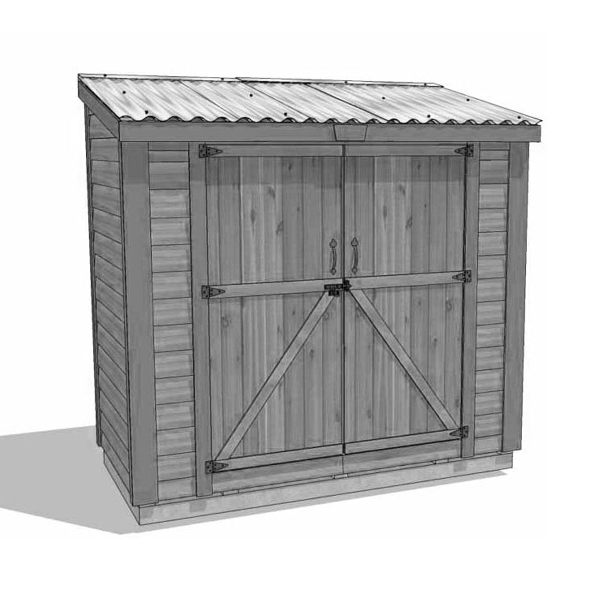 8' x 4' SpaceSaver Storage Shed - Double Doors Metal Roof