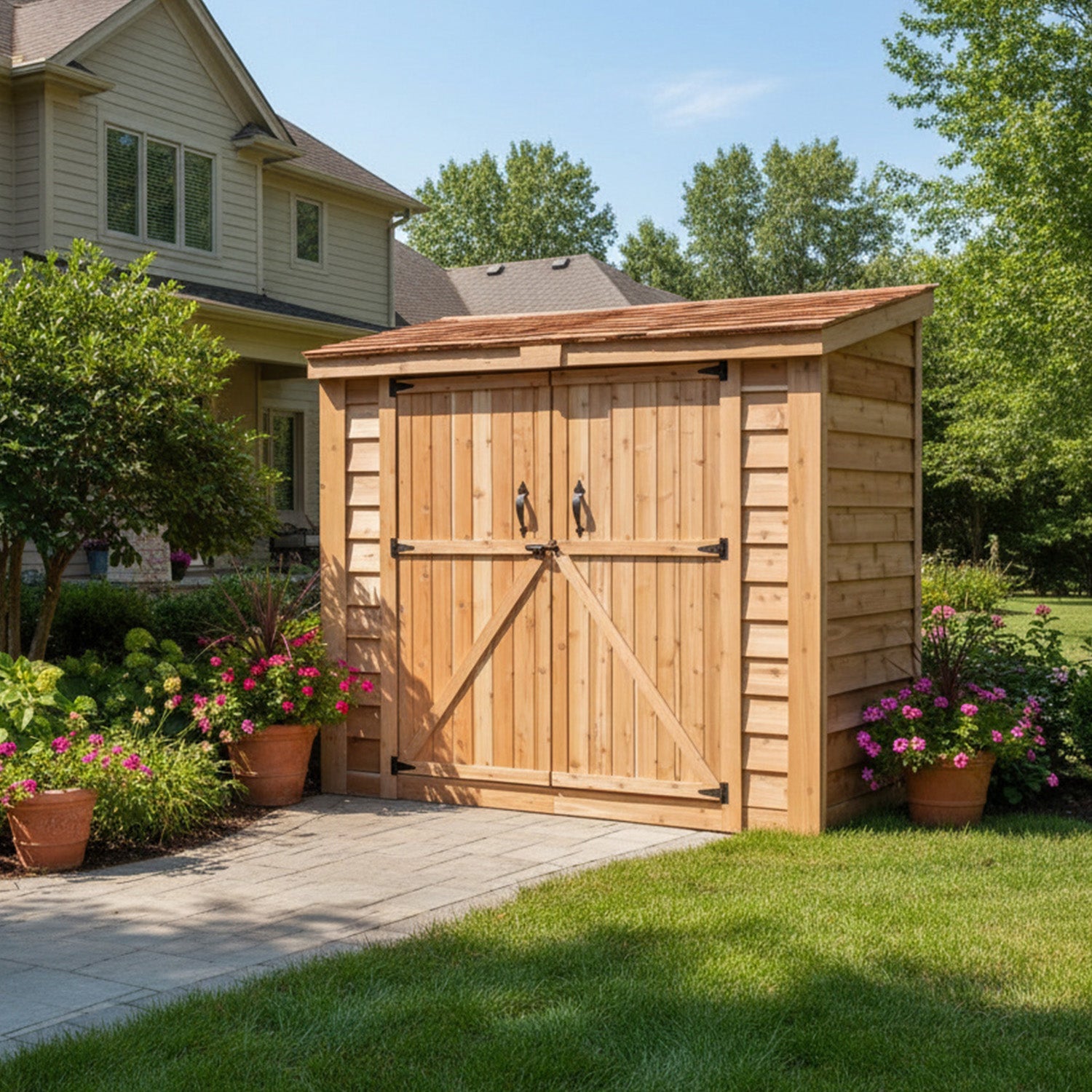 8' x 4' SpaceSaver Storage Shed - Double Doors Metal Roof