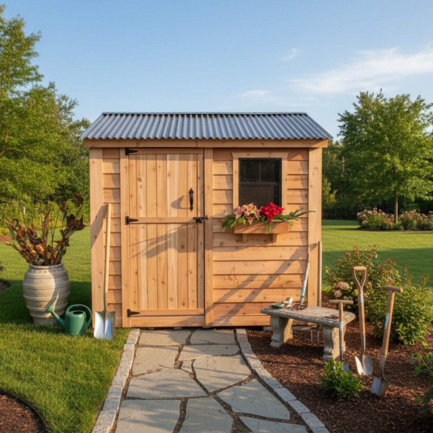 8' x 4' SpaceSaver Storage Shed - Single Door Metal Roof option3