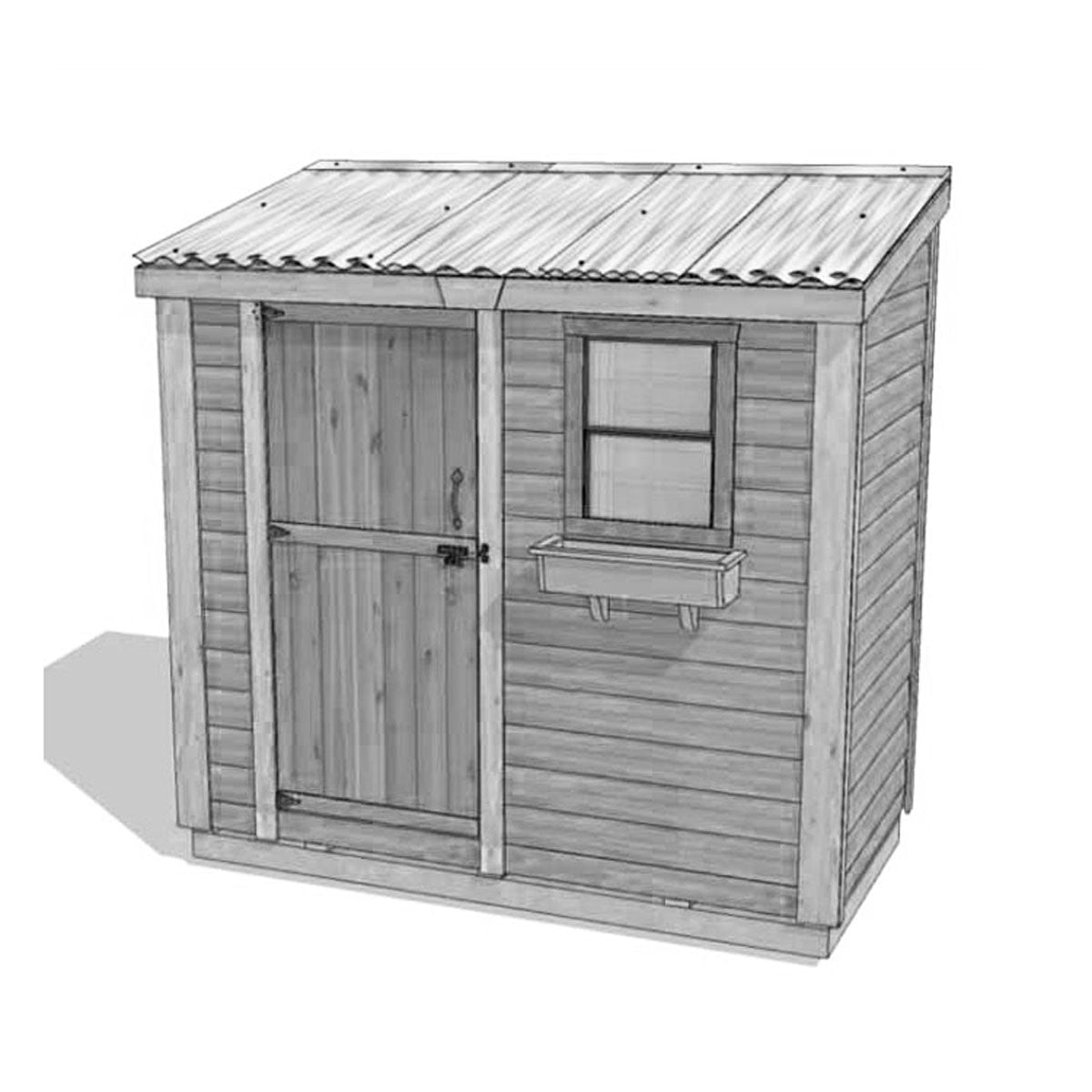 8' x 4' SpaceSaver Storage Shed - Single Door Metal Roof