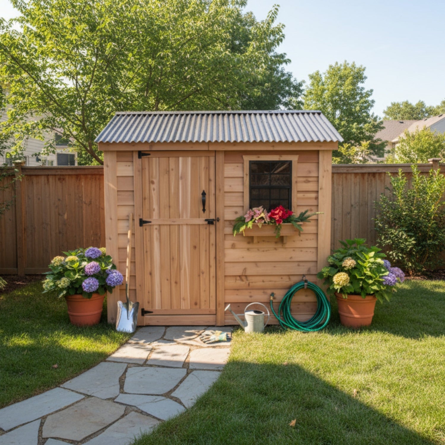 8' x 4' SpaceSaver Storage Shed - Single Door Metal Roof option3