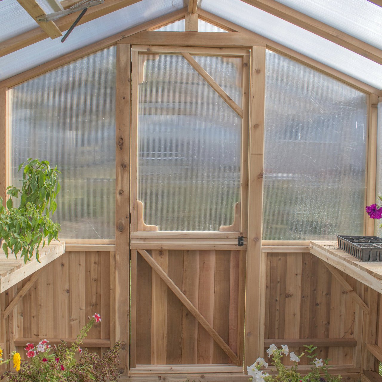 8' x 8' Cedar Greenhouse Kit - Eartheasy