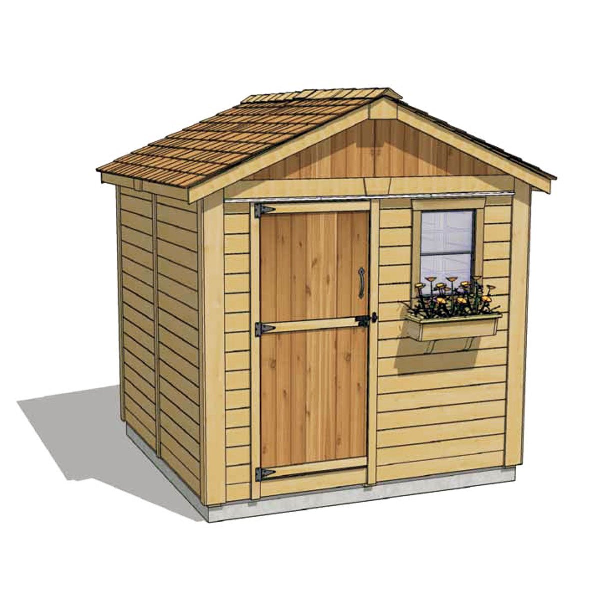 8' x 8' Gardener Cedar Storage Shed Metal Roof