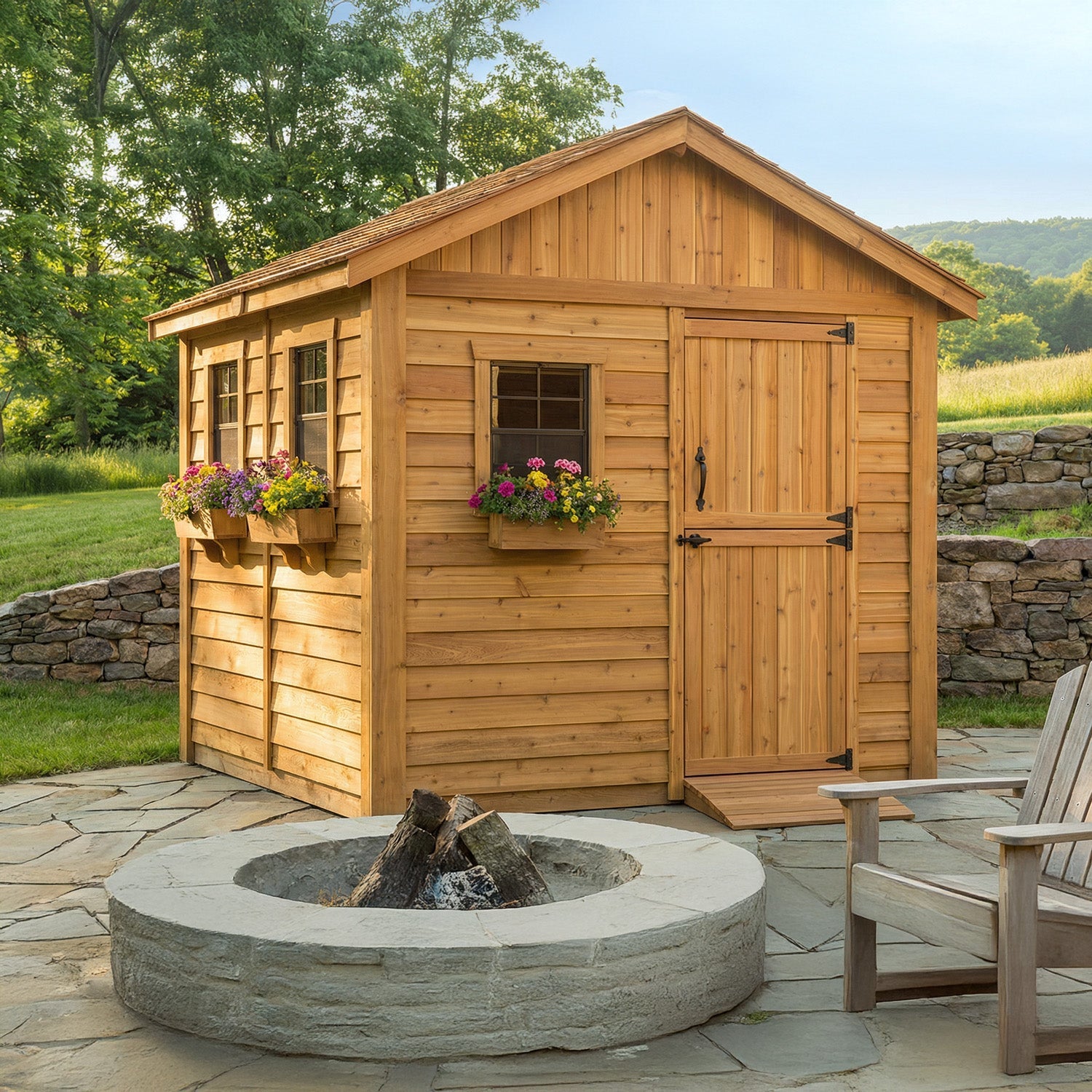 8' x 8' Gardener Cedar Storage Shed Metal Roof