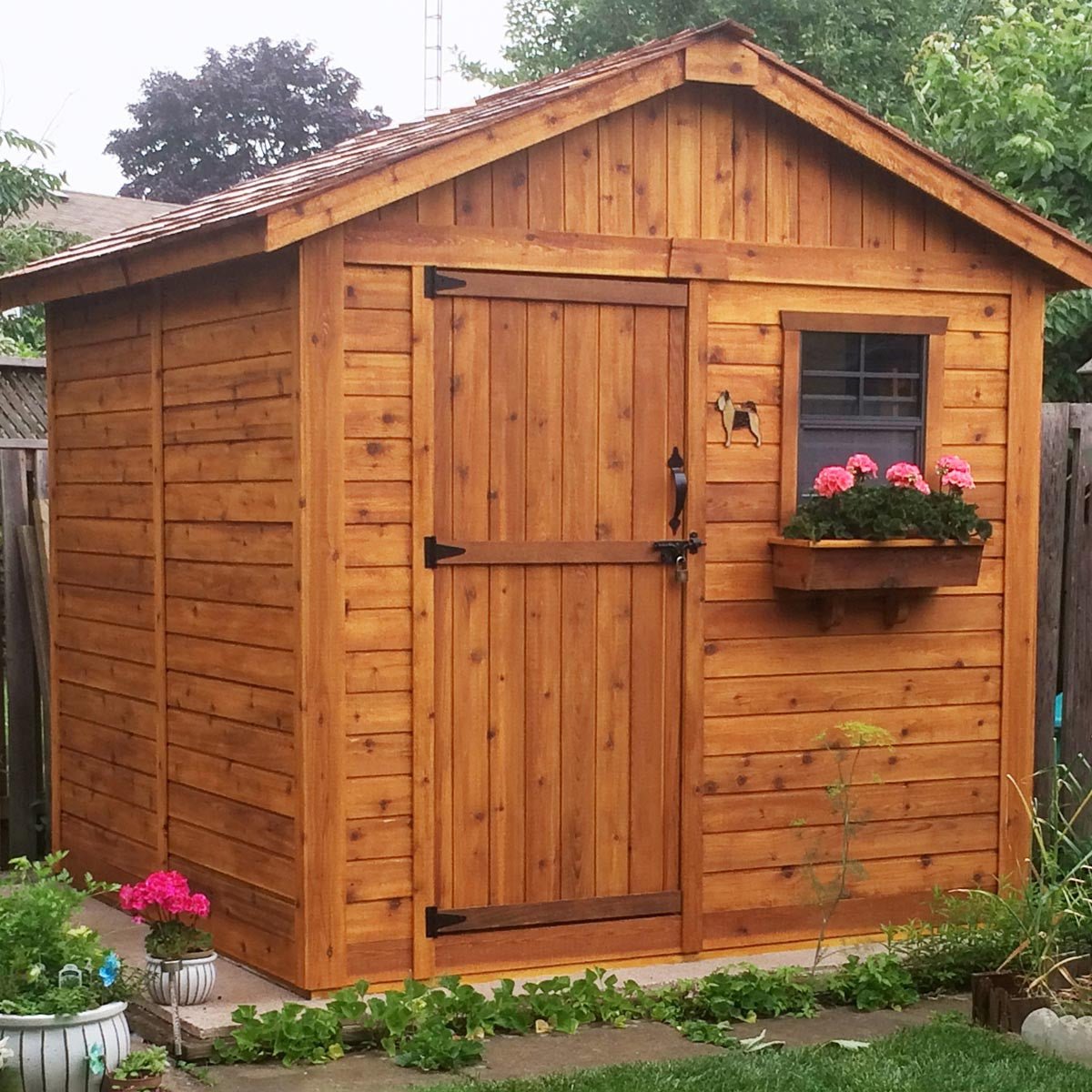 8' x 8' Gardener Cedar Storage Shed Metal Roof