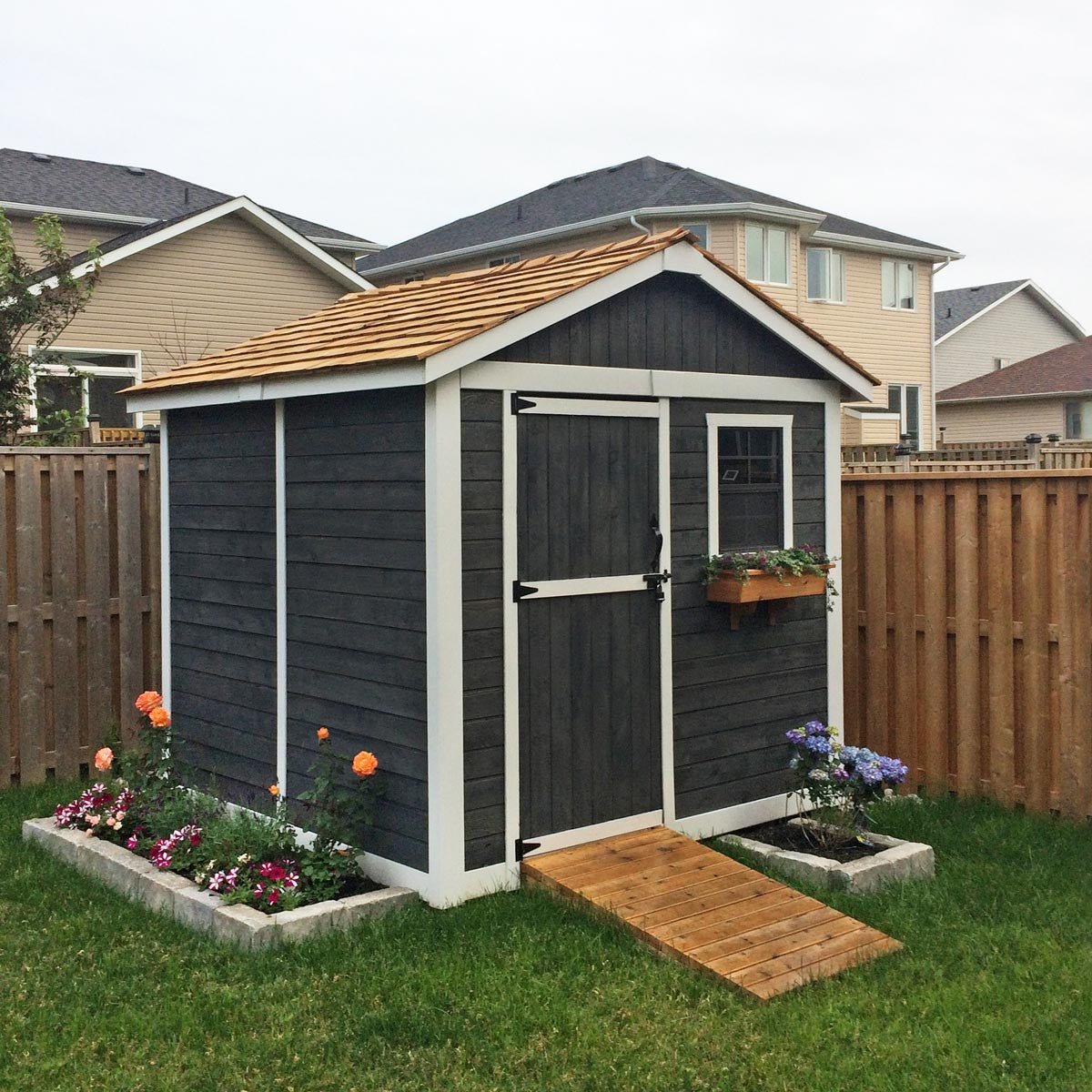 8' x 8' Gardener Cedar Storage Shed Metal Roof