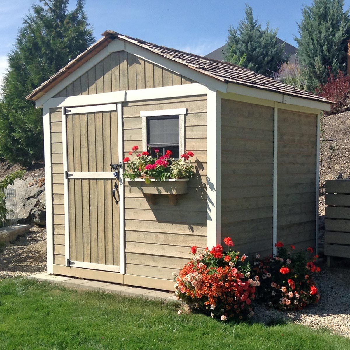 8' x 8' Gardener Cedar Storage Shed Metal Roof