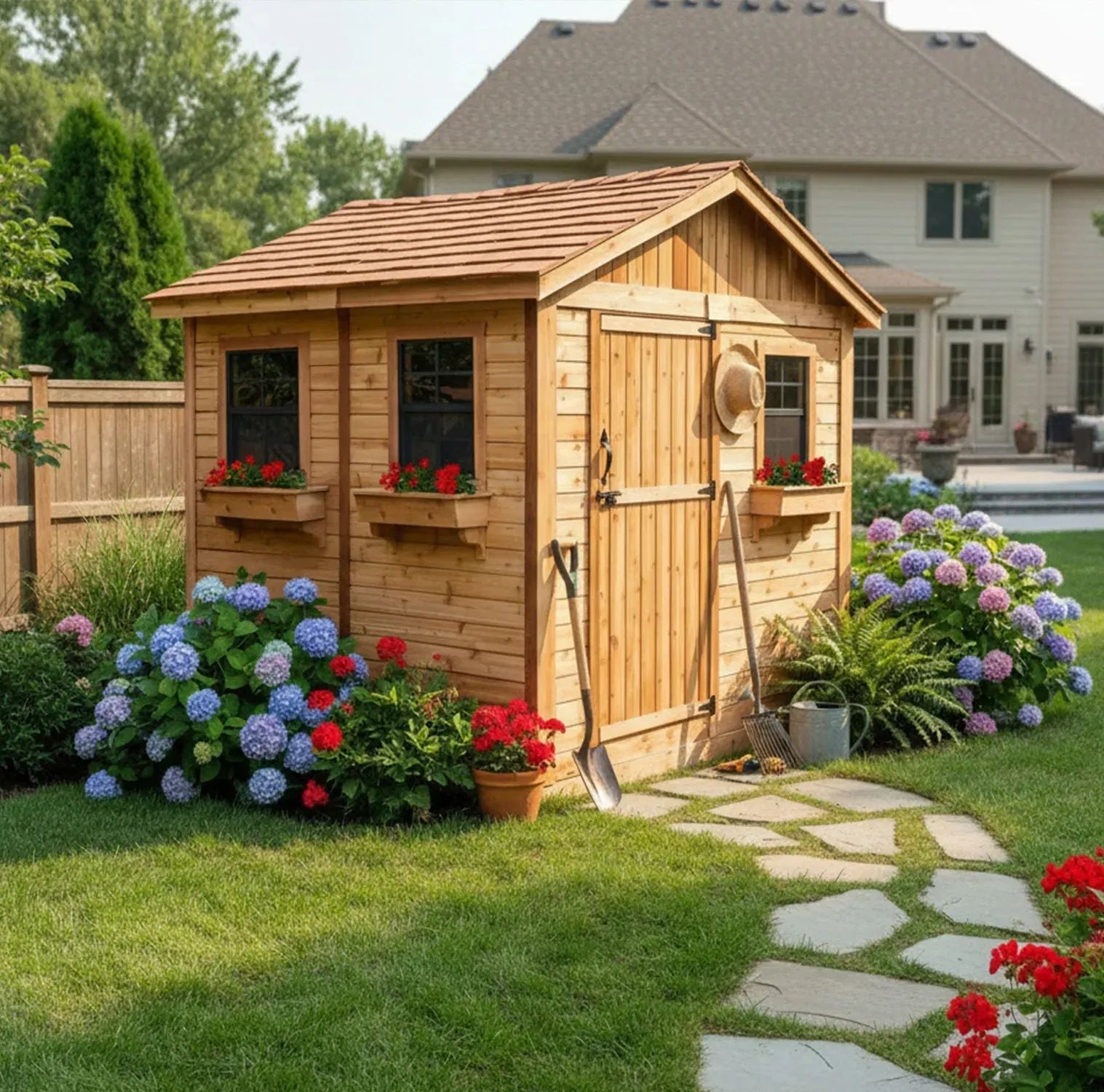 8' x 8' Gardener Cedar Storage Shed Metal Roof option3