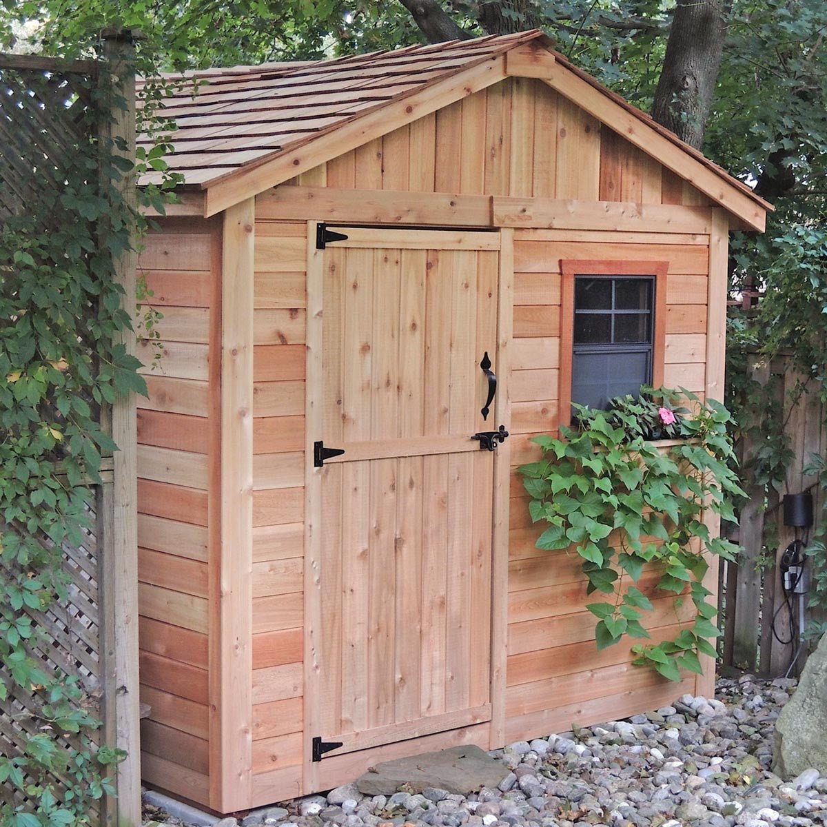 8' x 8' Gardener Cedar Storage Shed Metal Roof