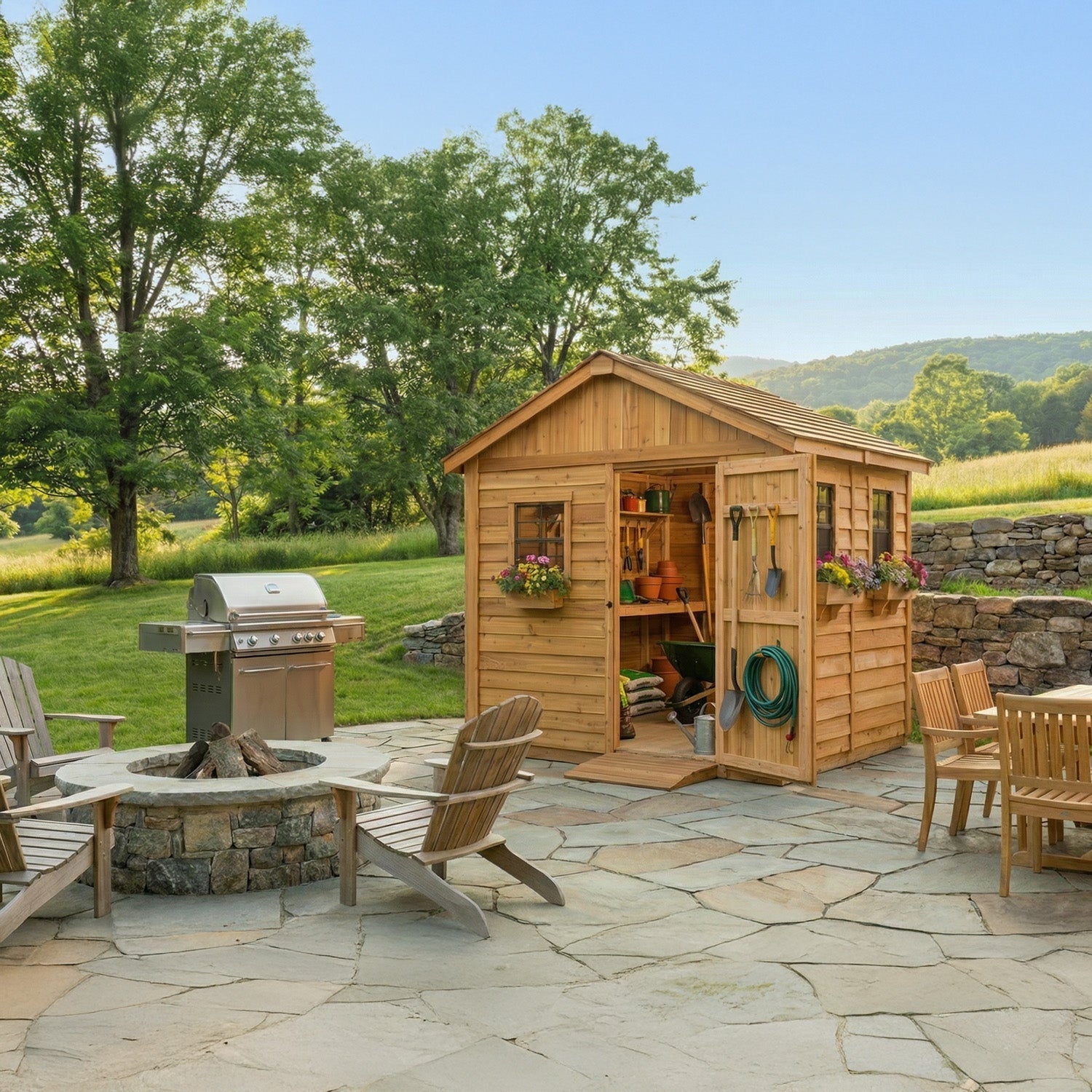 8' x 8' Gardener Cedar Storage Shed Metal Roof option3