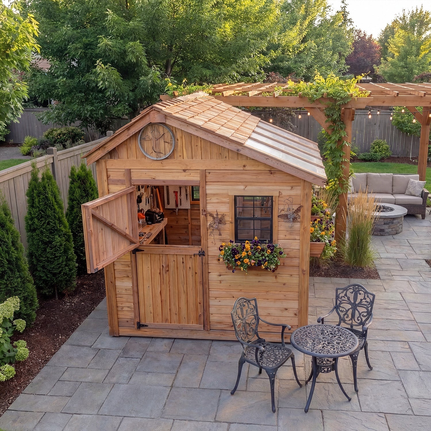 8' x 8' SunShed Garden Shed Cedar Shingle Roof