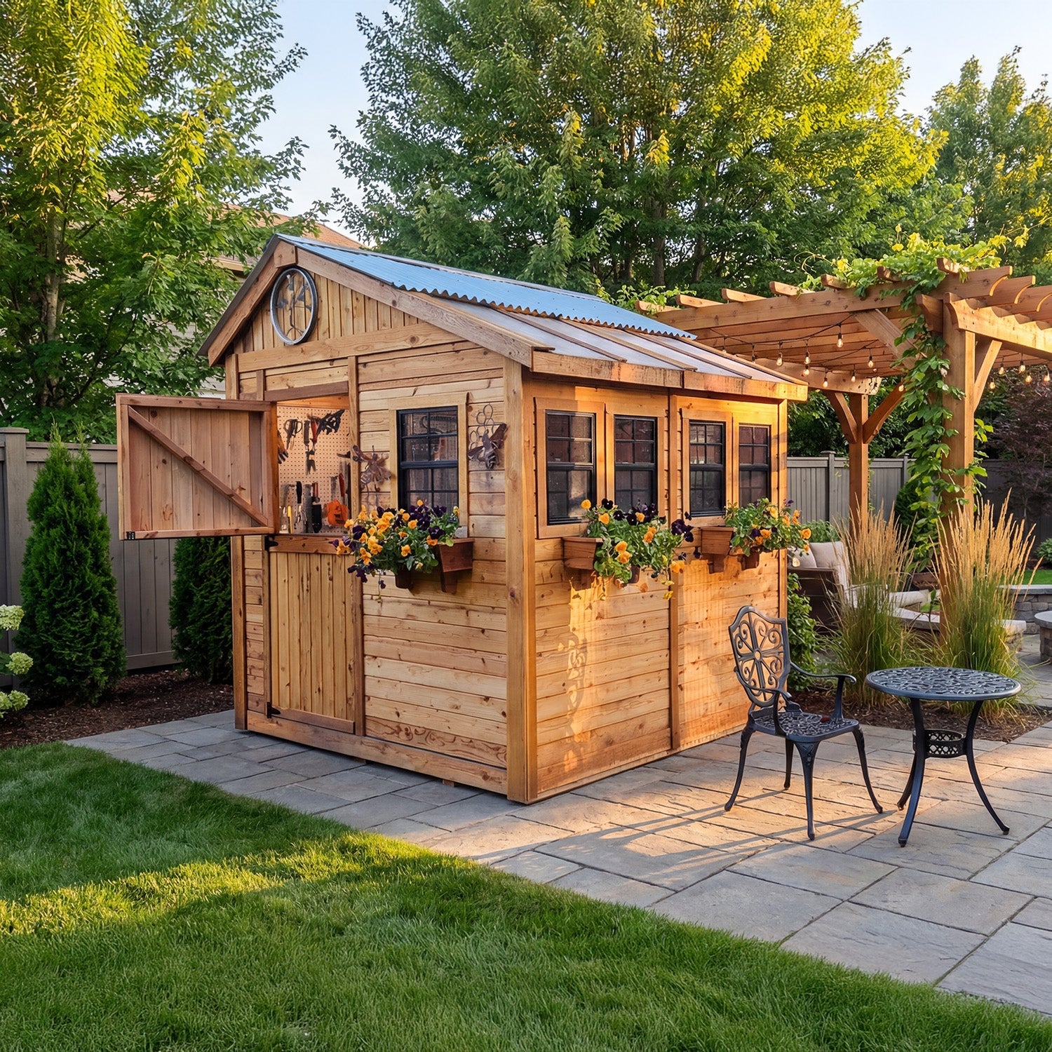 8' x 8' SunShed Garden Shed Cedar Shingle Roof