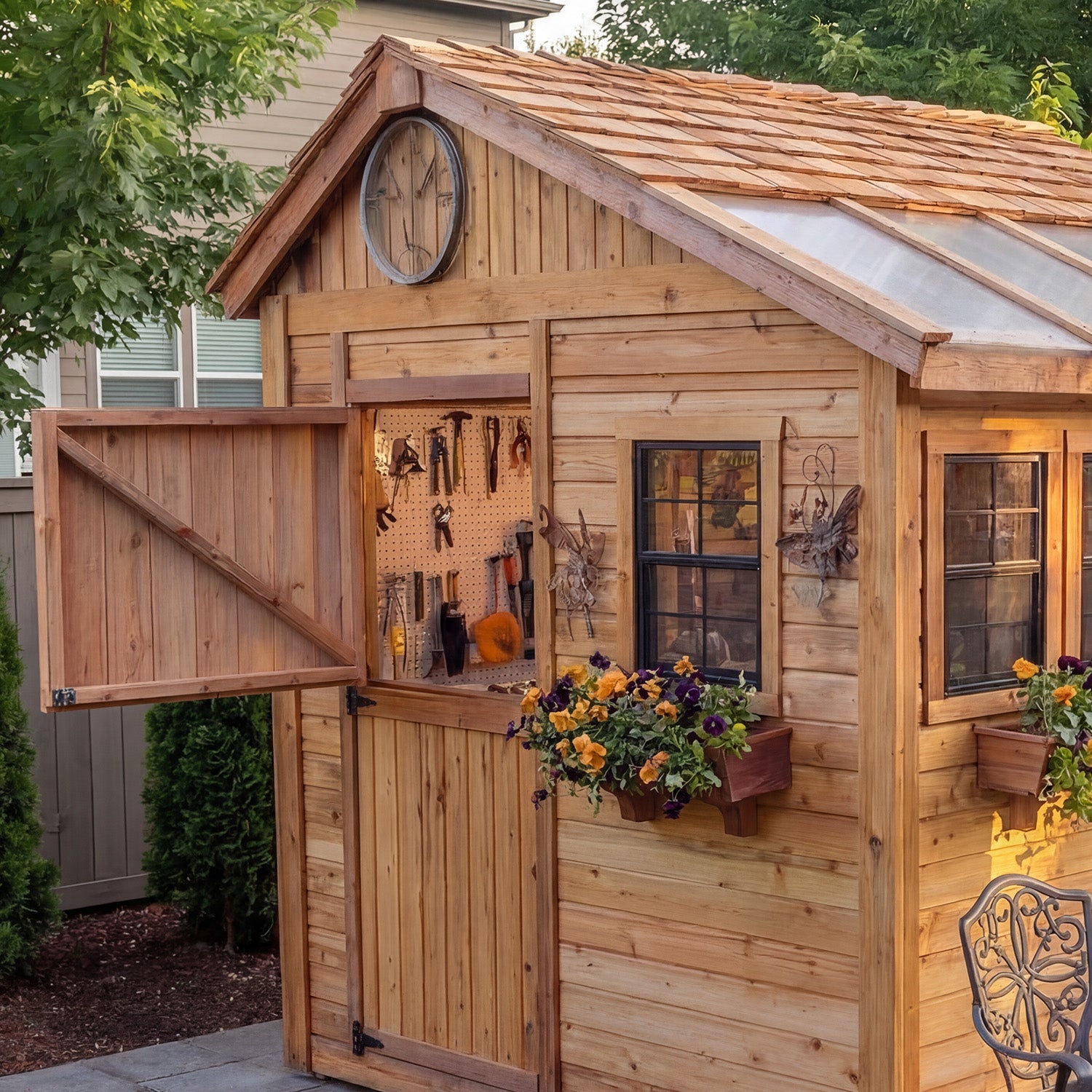 8' x 8' SunShed Garden Shed Cedar Shingle Roof