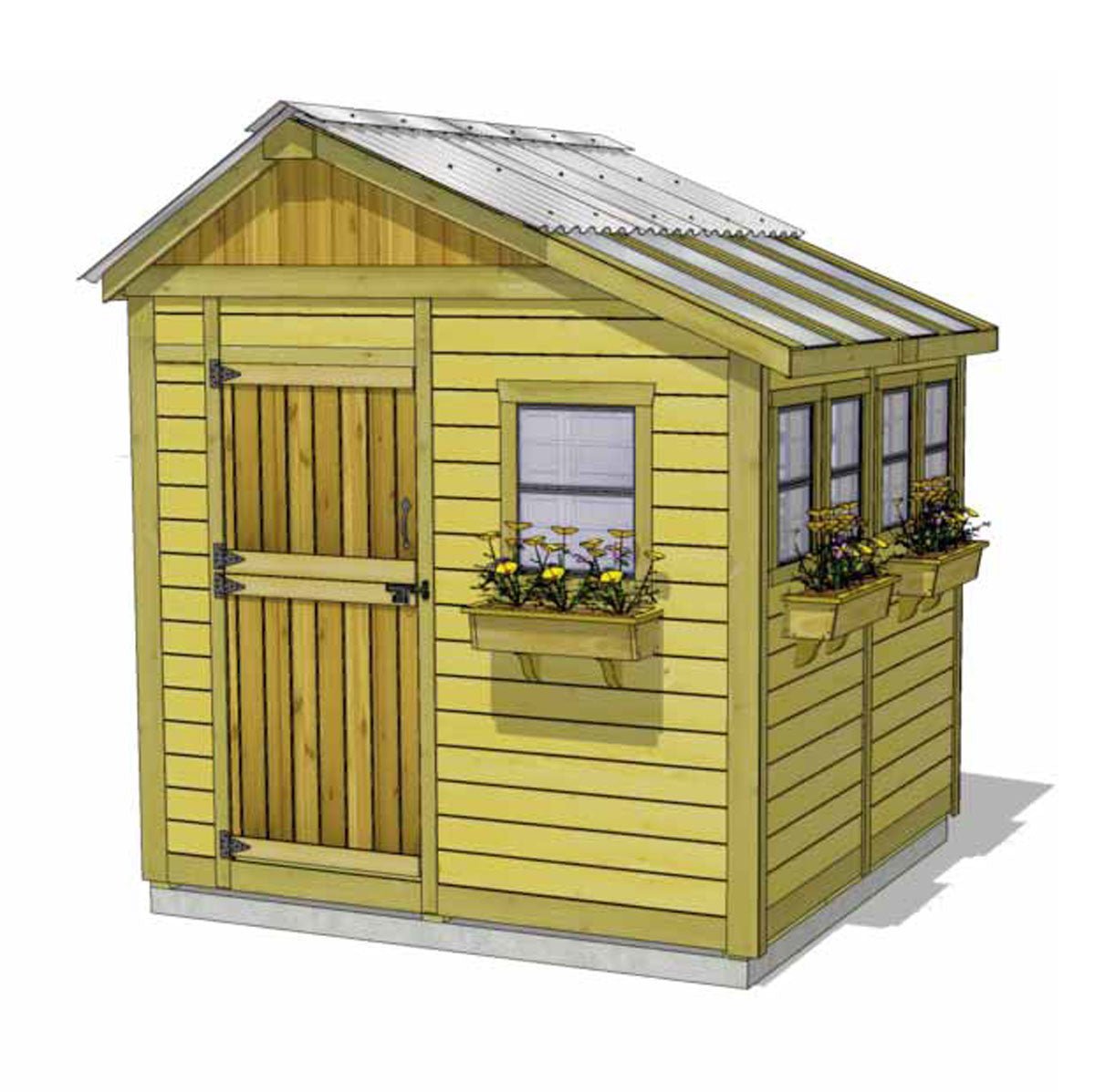 8' x 8' SunShed Garden Shed Cedar Shingle Roof