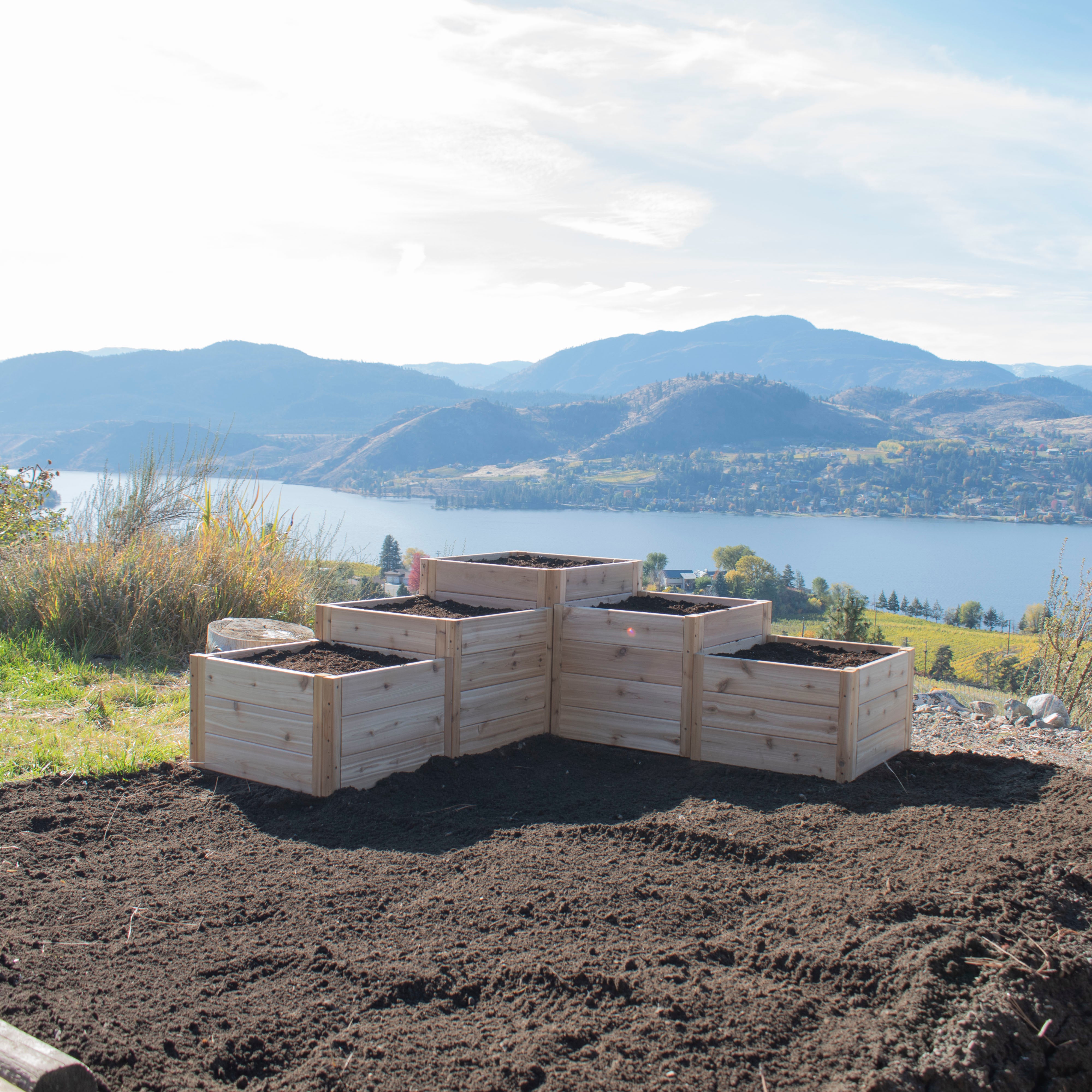 L-Shaped Tiered Cedar Garden Bed 5.5' x 2'