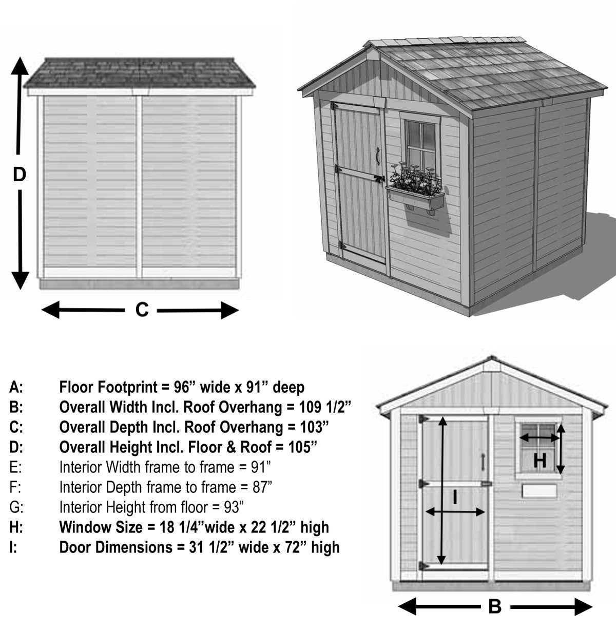 8' x 8' Gardener Cedar Storage Shed