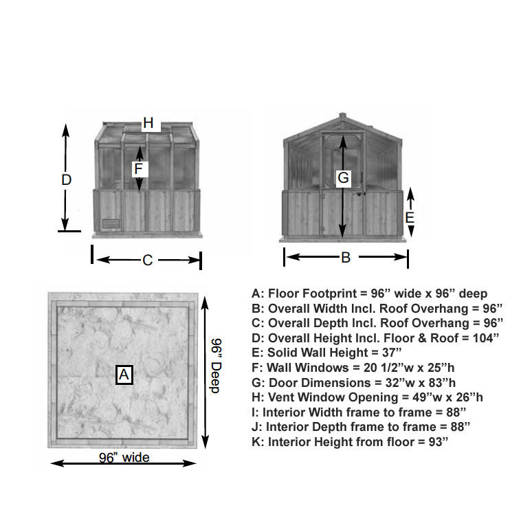 8' x 8' Cedar Greenhouse