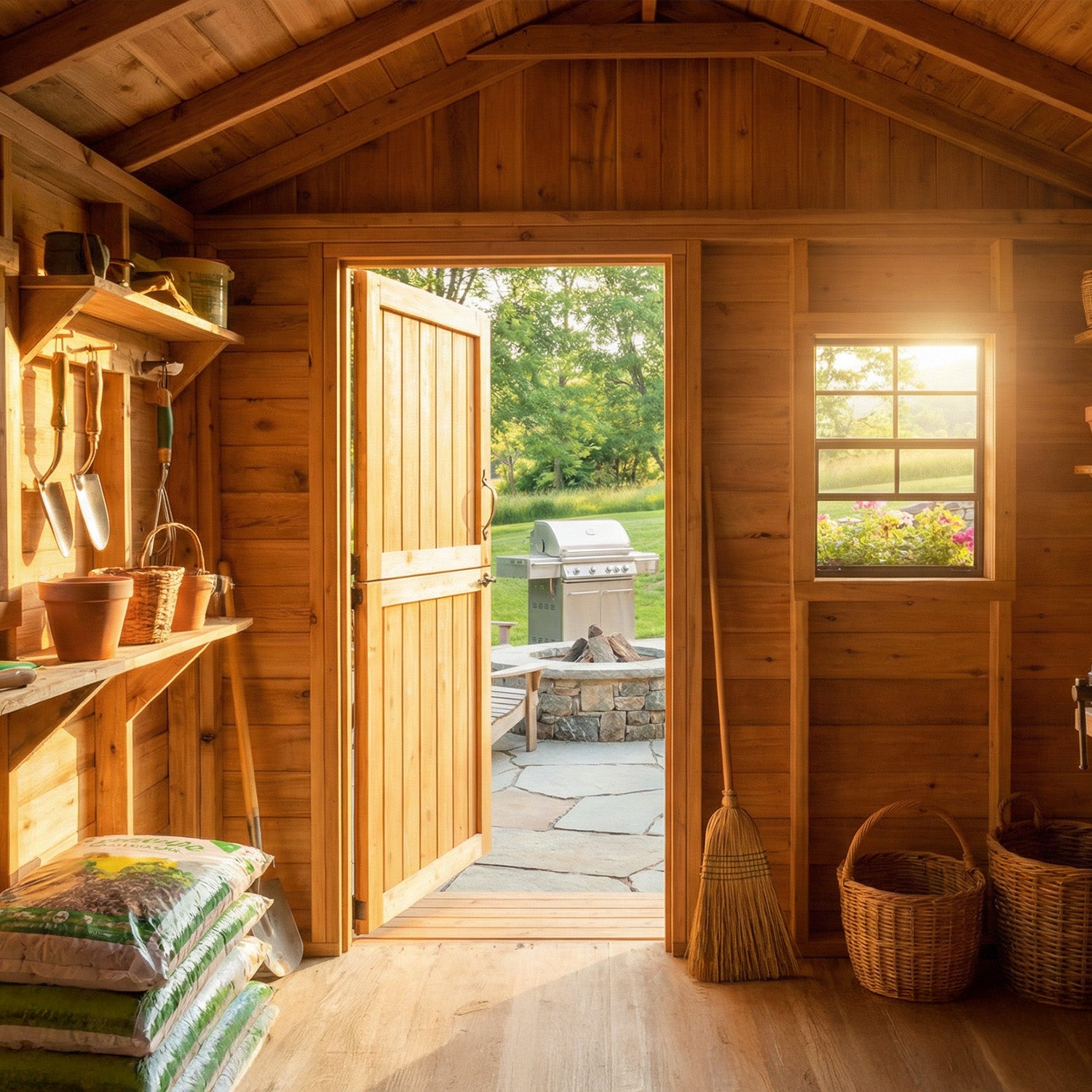 8' x 8' Gardener Cedar Storage Shed - Eartheasy