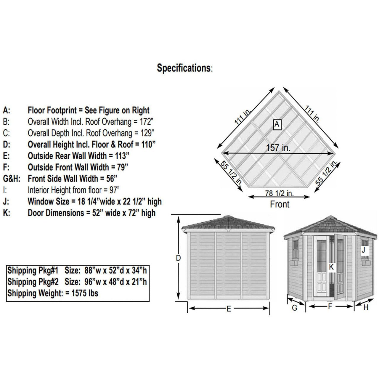9' x 9' Western Red Cedar – Penthouse Shed option3