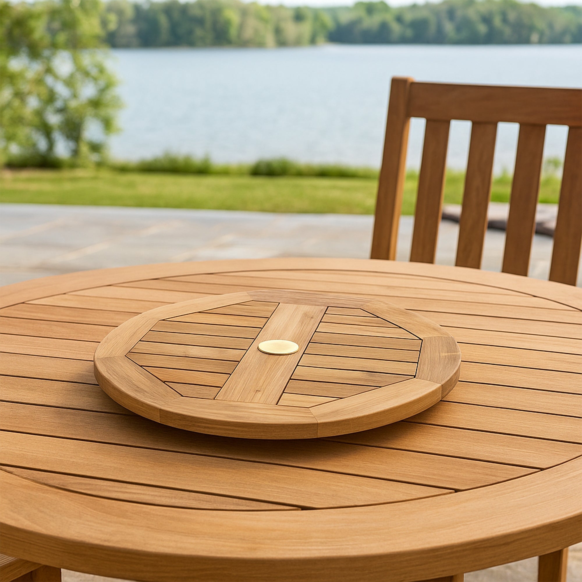 Natural Teak Lazy Susan - 24" Round