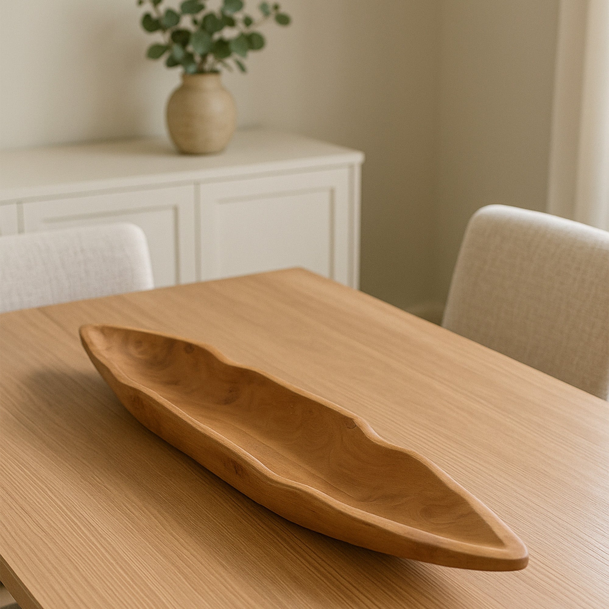 Natural Teak Viking Boat Table Centerpiece - 30" Long