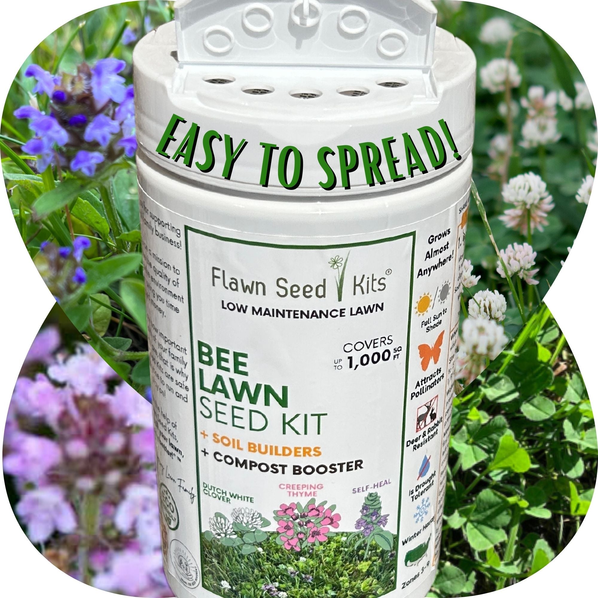 Bee Lawn Blend - White Clover, Self-Heal, & Creeping Thyme Seed Kit