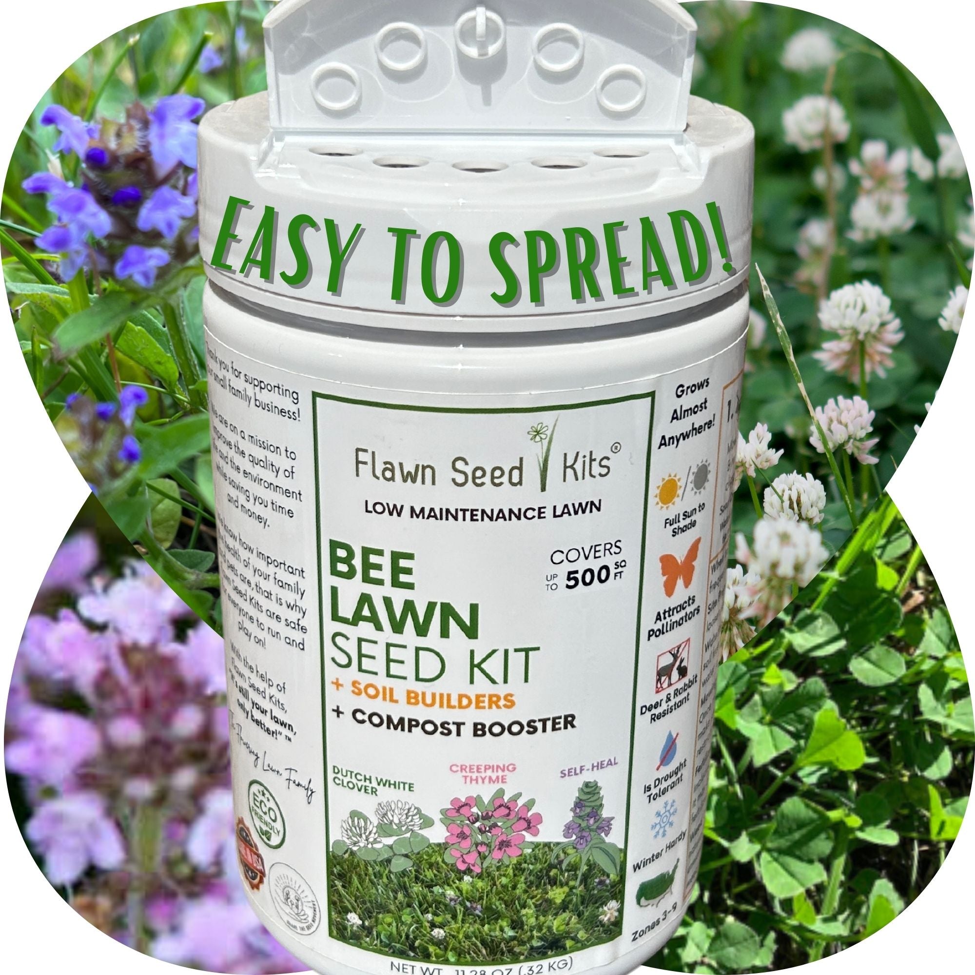 Bee Lawn Blend - White Clover, Self-Heal, & Creeping Thyme Seed Kit