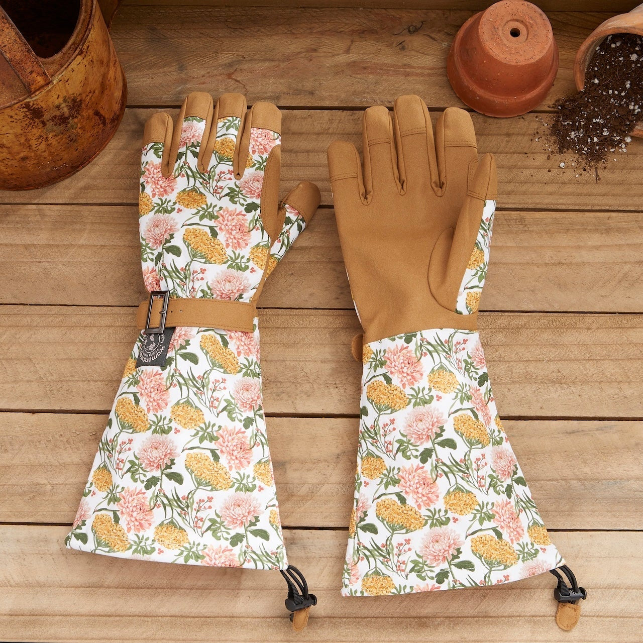 Botanical Print Gardening Arm Saver Gloves
