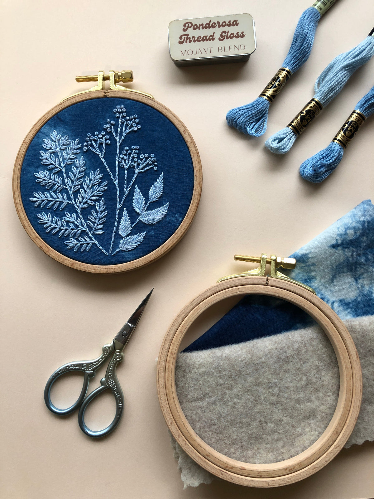 Cyanotype Botanicals - Beginner Embroidery Kit