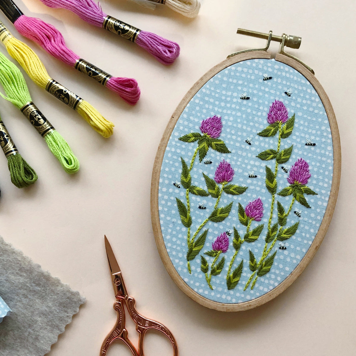 Bees Among Clover - Intermediate Embroidery Kit