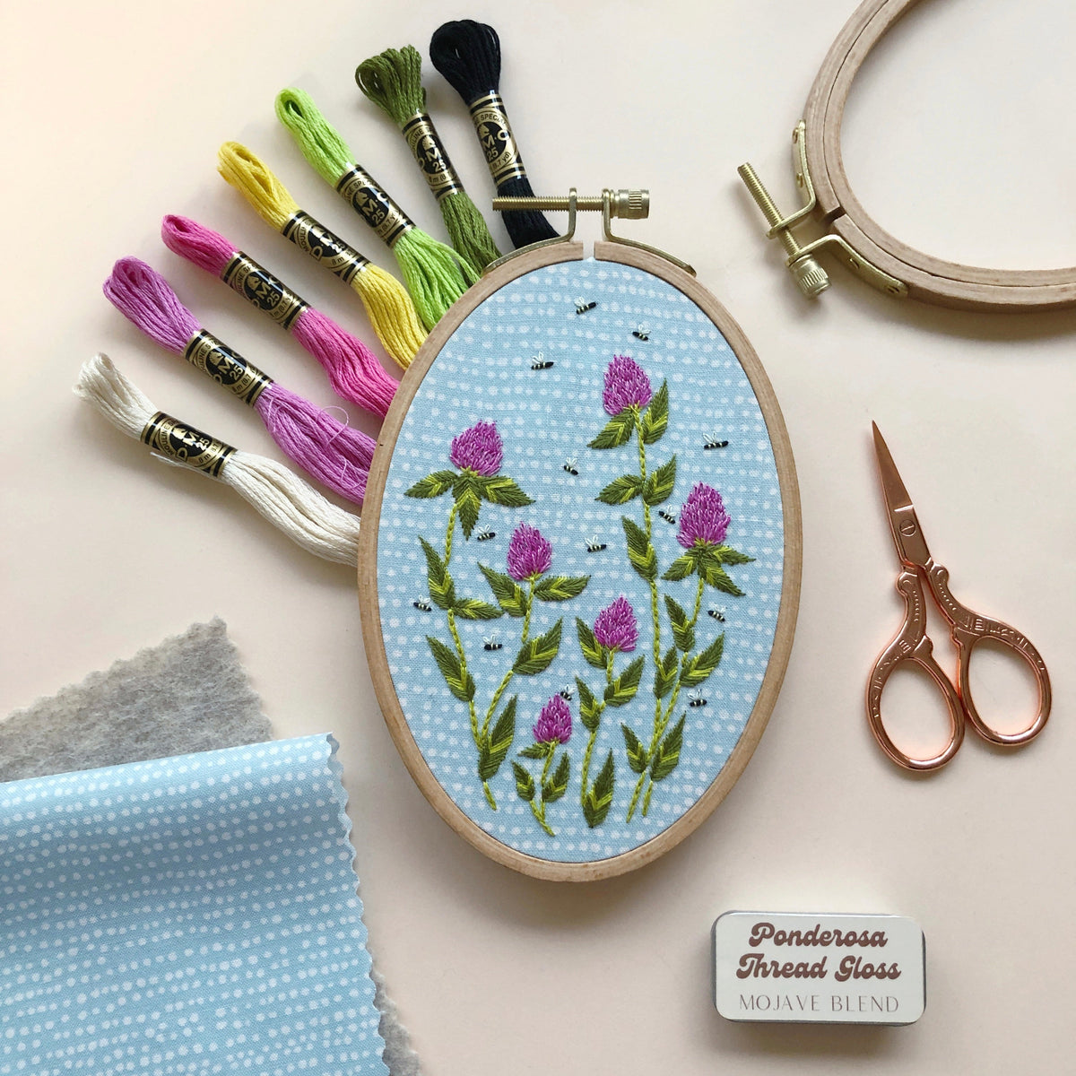 Bees Among Clover - Intermediate Embroidery Kit