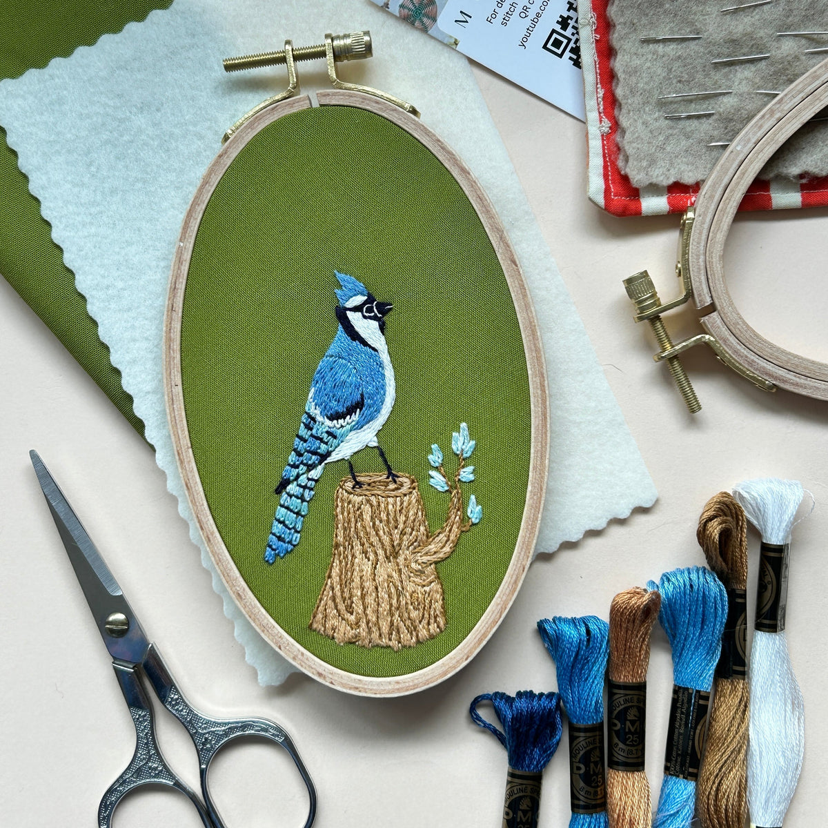 Bluejay in the Woods - Intermediate Embroidery Kit