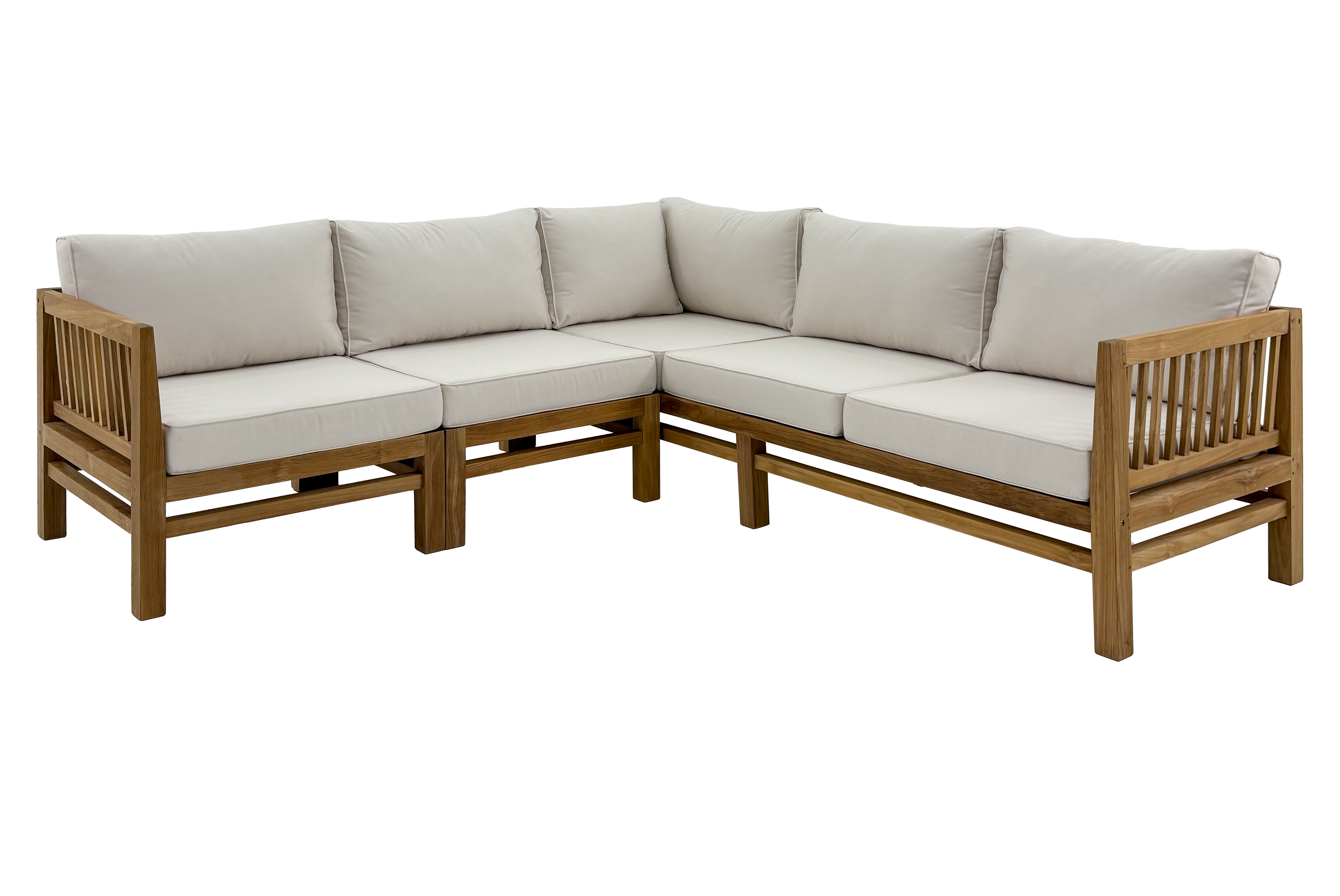 Natural Teak Kauai Outdoor Deep Seating Couch & Accent Chair Set