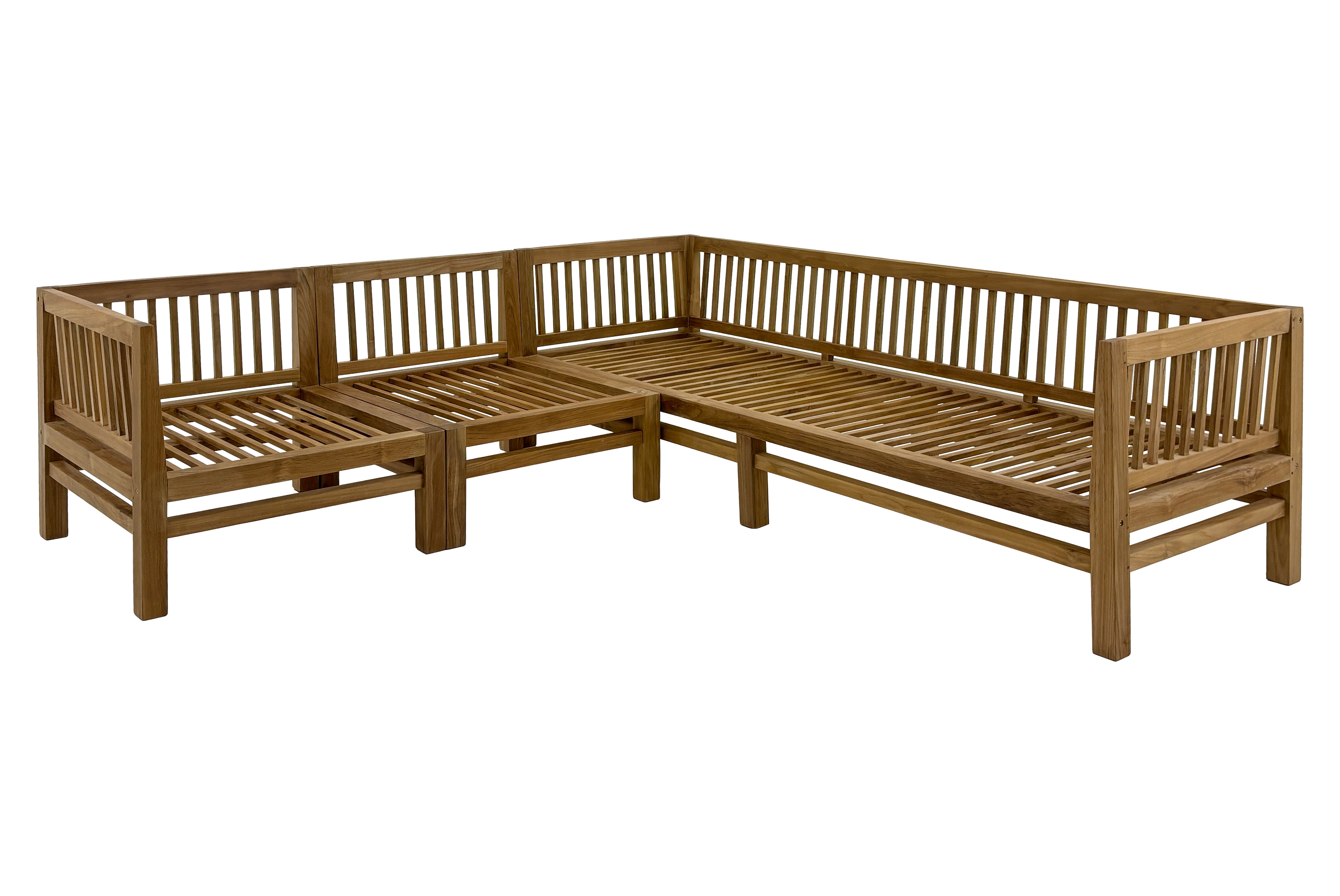Natural Teak Kauai Outdoor Deep Seating Couch & Accent Chair Set